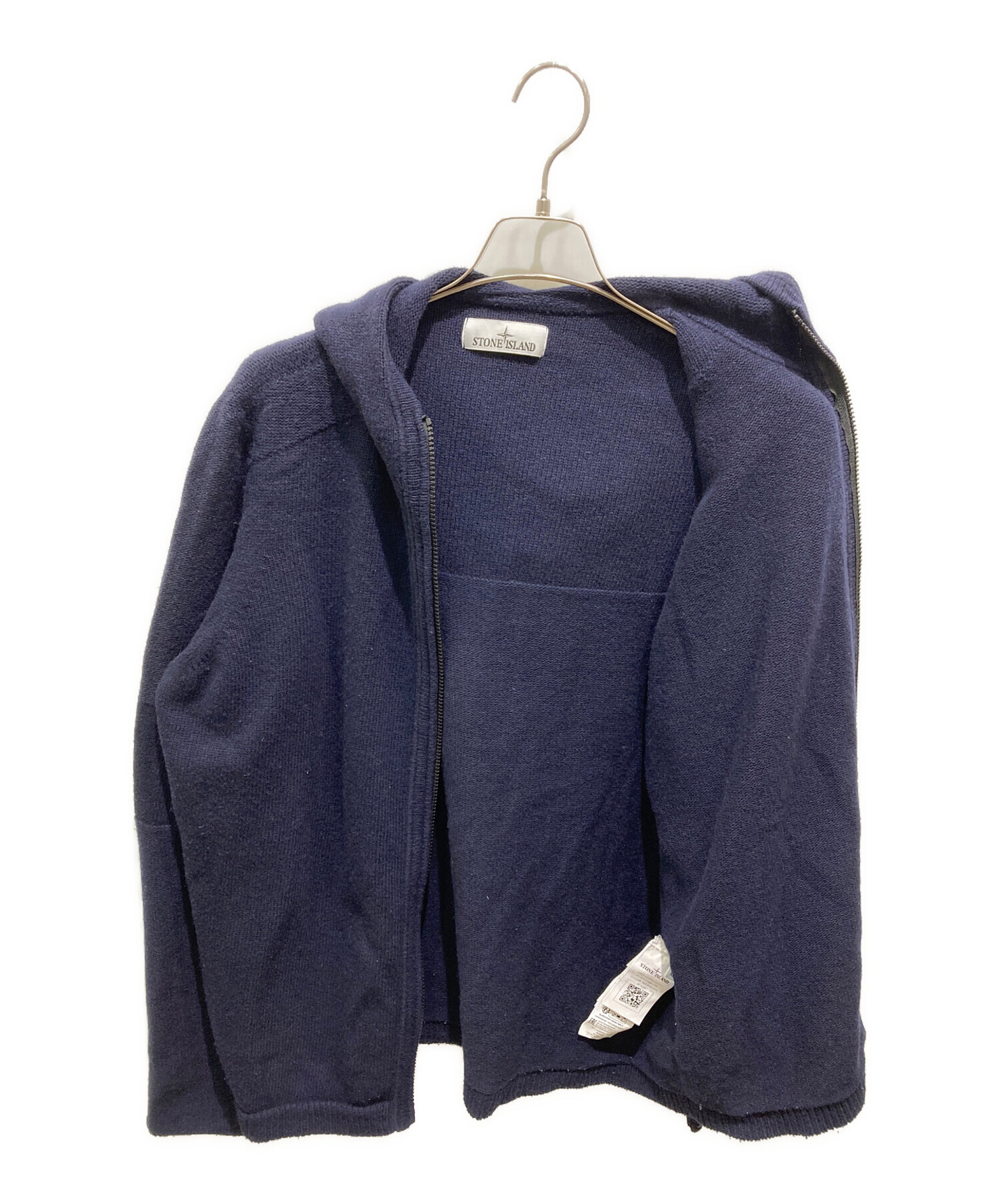 Stone  腕章ワッペン ニットブルゾン 青 L スタンドカラー Stone Island 腕章ワッペン ニットブルゾン 青 L スタンドカラー