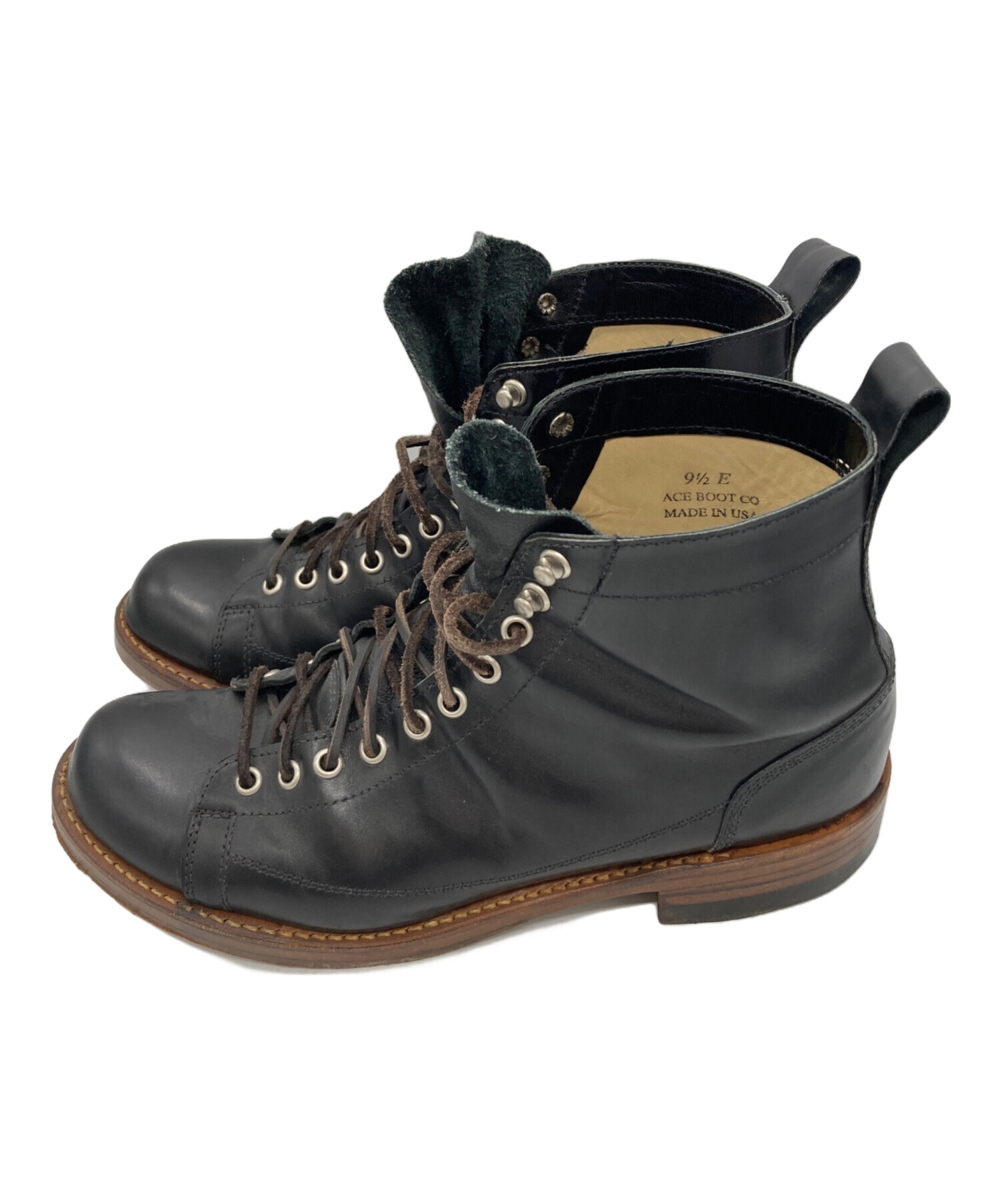 中古・古着通販】ACE BOOT Co (エースブーツ) レザーブーツ ブラック 