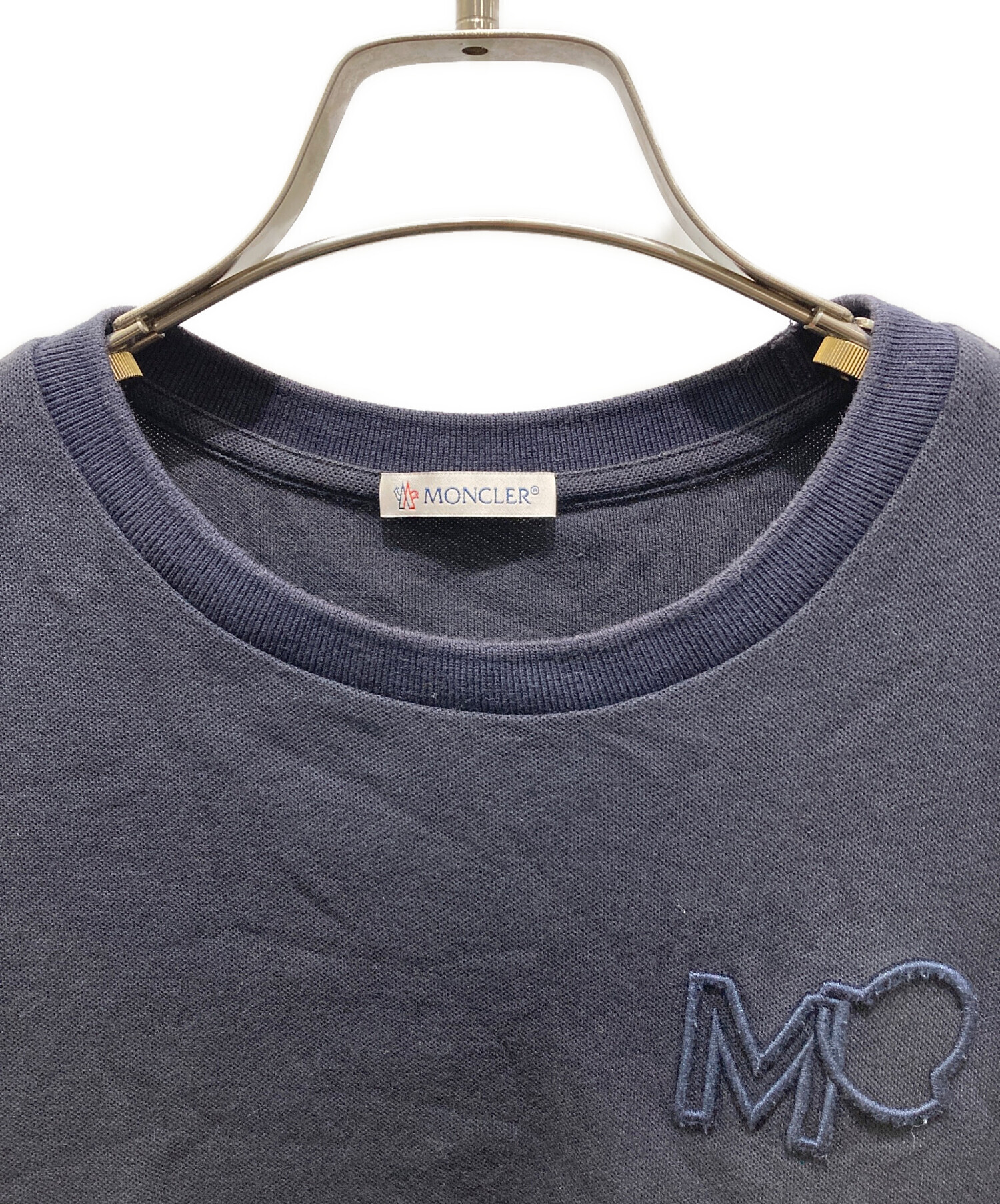 中古・古着通販】MONCLER (モンクレール) ロゴ刺繍Tシャツ ネイビー