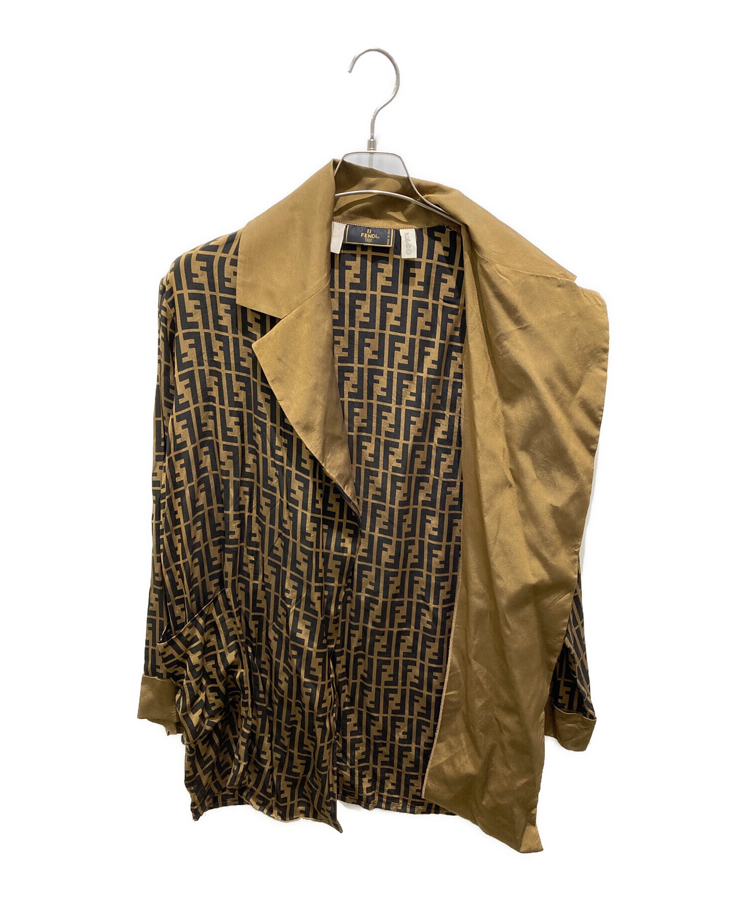 美品　イタリア製　フェンディ　FENDI　ズッカ柄　総柄　ブラウン　長袖　古着 中古・古着通販】FENDI (フェンディ) ズッカ柄ボタンレス