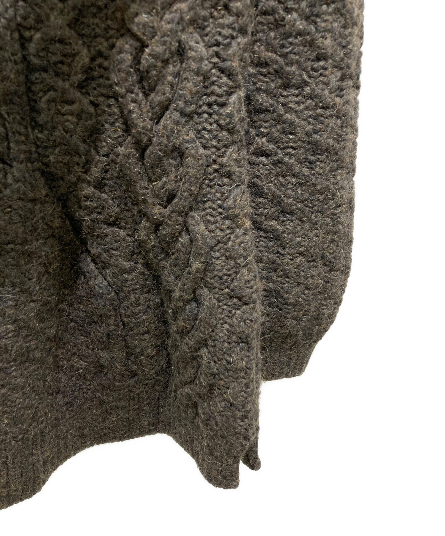 シモーネロシャ バルーンスリーブ　ペプラム　ケーブルニット　ブラウン　XS シモーネロシャ バルーンスリーブ ペプラム ケーブルニット