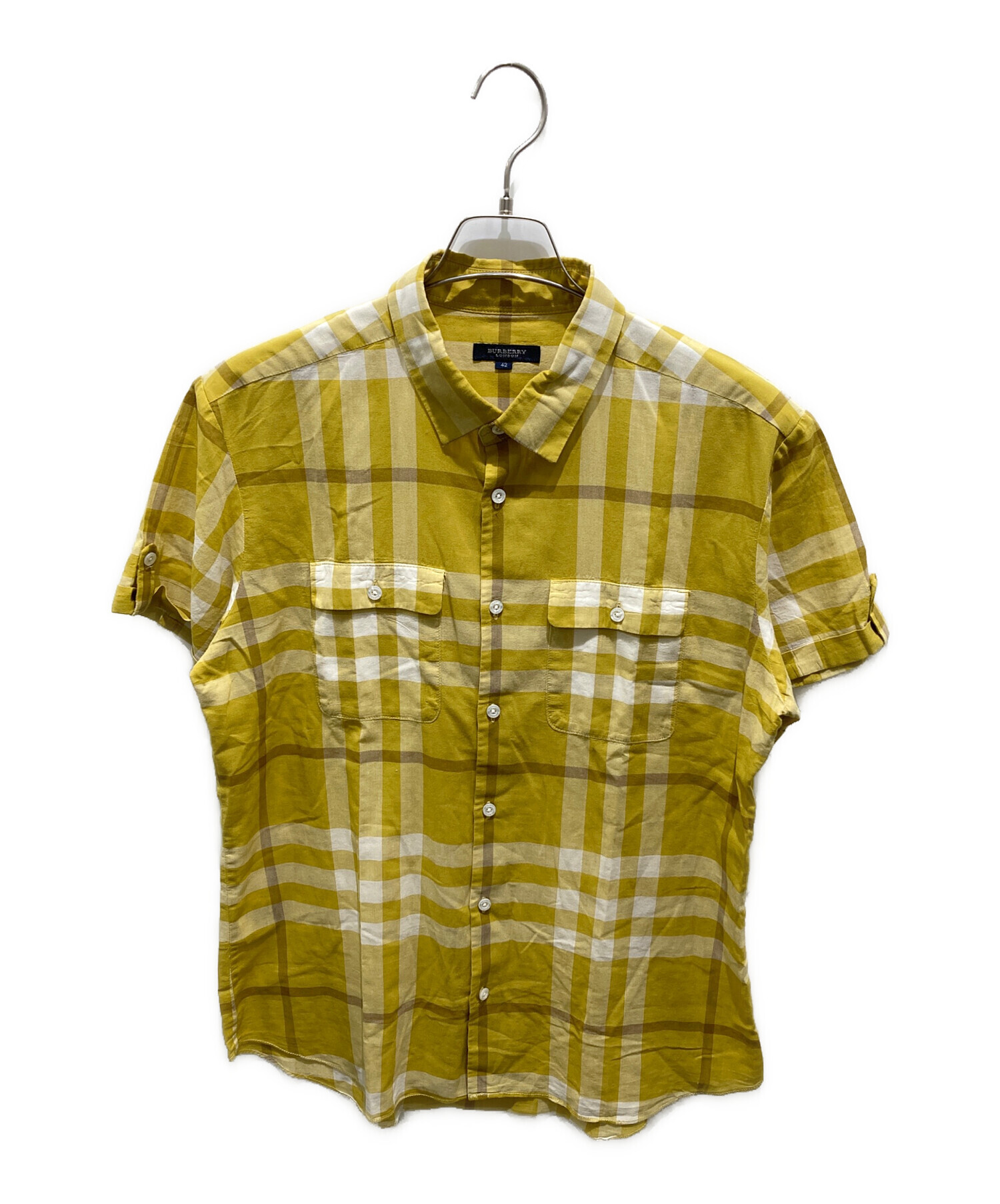 BURBERRY LONDON 半袖シャツ 黄色 サイズ46 美品 希少サイズ 中古・古着通販】BURBERRY LONDON (バーバリーロンドン) 半袖シャツ