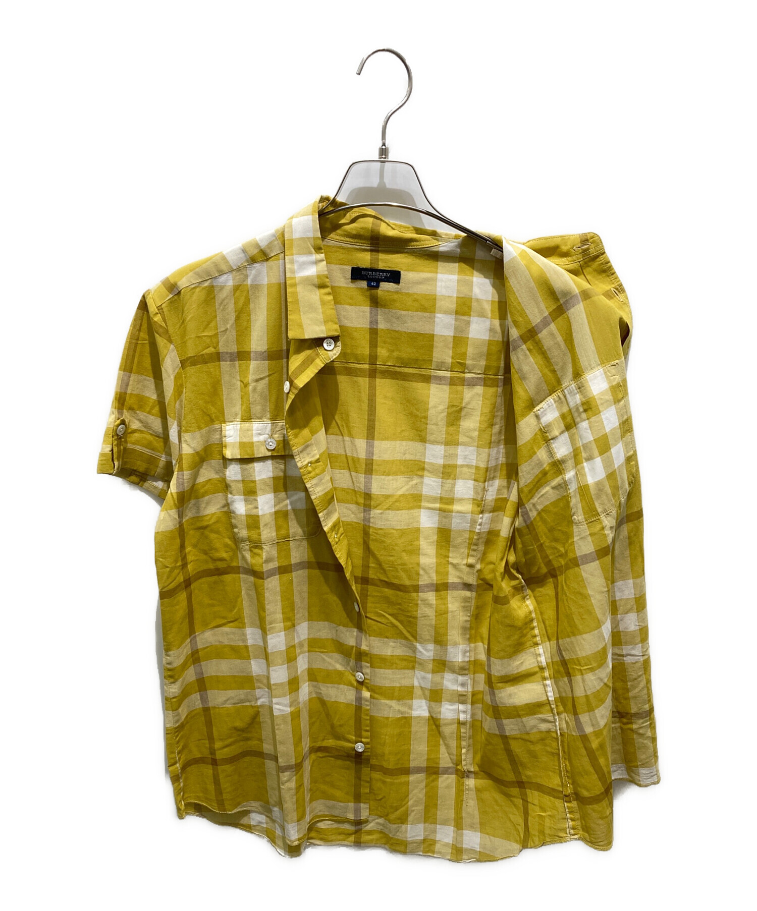 BURBERRY LONDON 半袖シャツ 黄色 サイズ46 美品 希少サイズ 中古・古着通販】BURBERRY LONDON (バーバリーロンドン) 半袖シャツ
