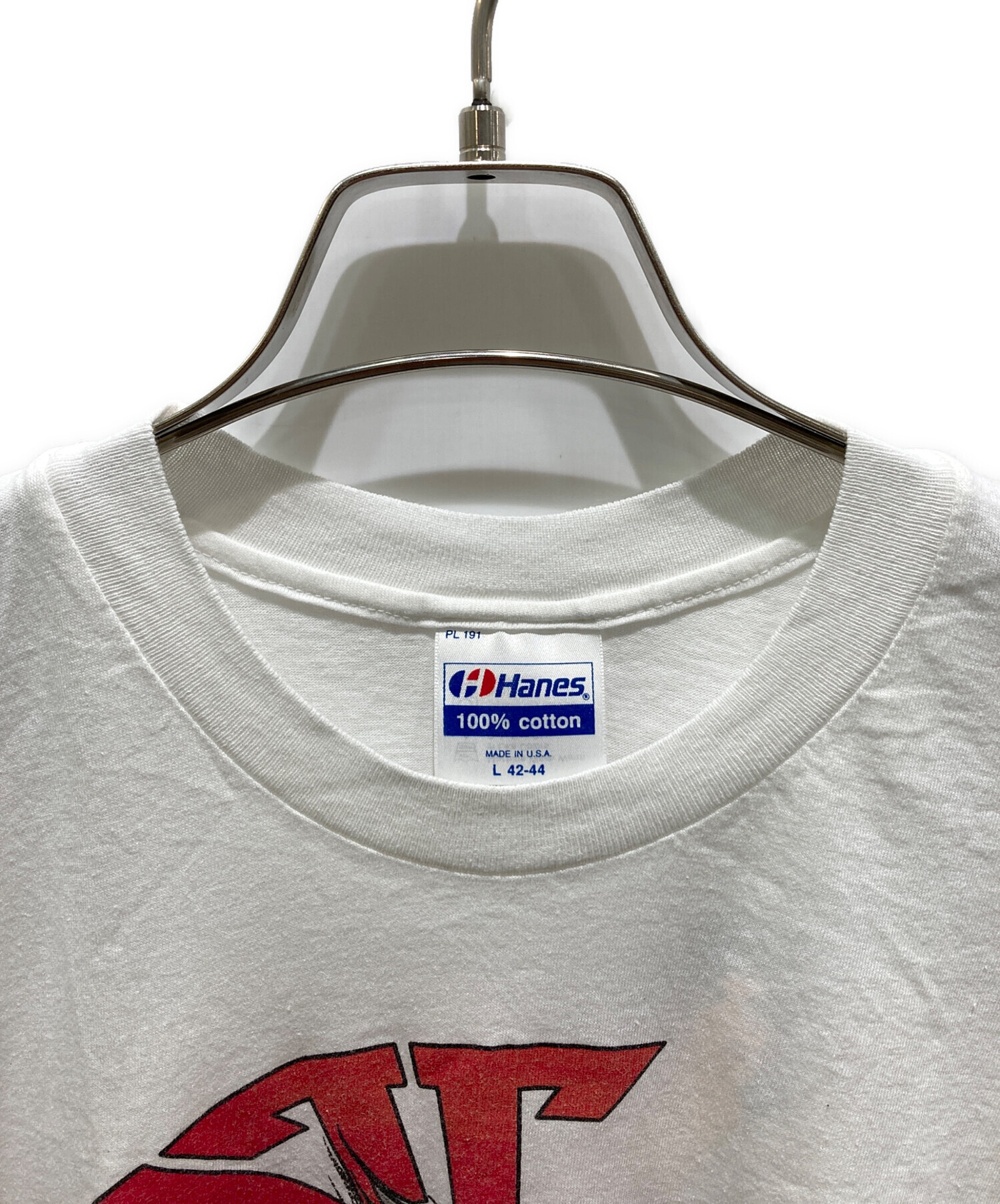 中古・古着通販】Hanes (ヘインズ) プリントTシャツ ホワイト サイズ:L