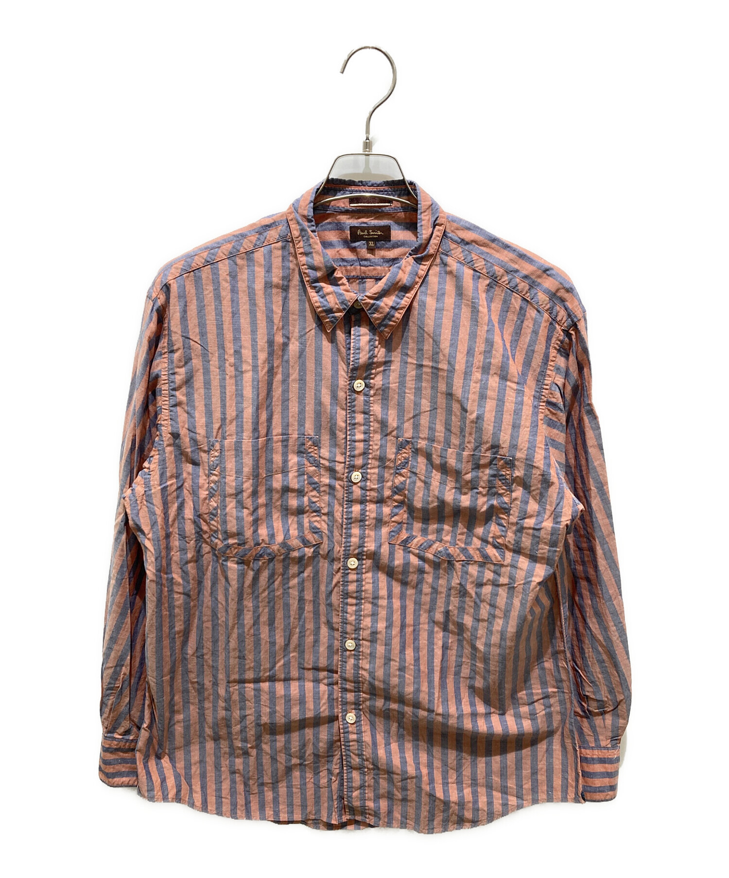 【中古】ポールスミス PAUL SMITH 23SS クラシックストライプオープンカラーシャツ カジュアル 半袖 総柄 M 茶 赤 中古・古着通販】PAUL SMITH (ポールスミス) ストライプシャツ