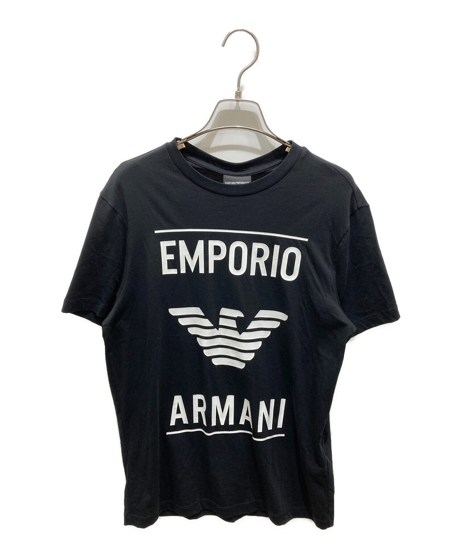 美品 GIORGIO ARMANI ジョルジオアルマーニ プリント 半袖 クルーネック Tシャツ カットソー 42 ブラック レディース 古着 中古 USED アウトレット】GIORGIO ARMANI ジョルジオアルマーニ クルーネック