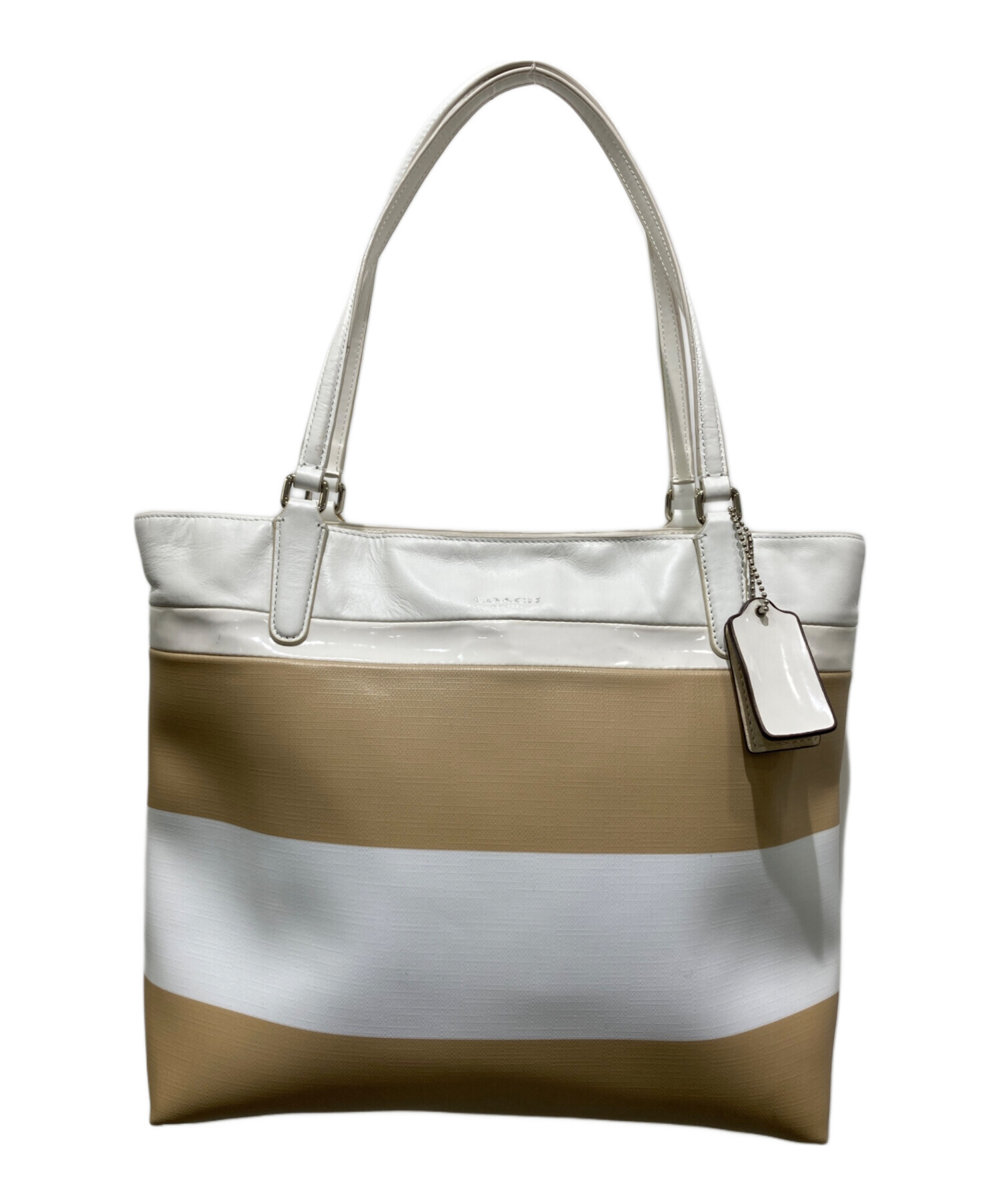 中古・古着通販】COACH (コーチ) PVCレザートートバッグ ベージュ 