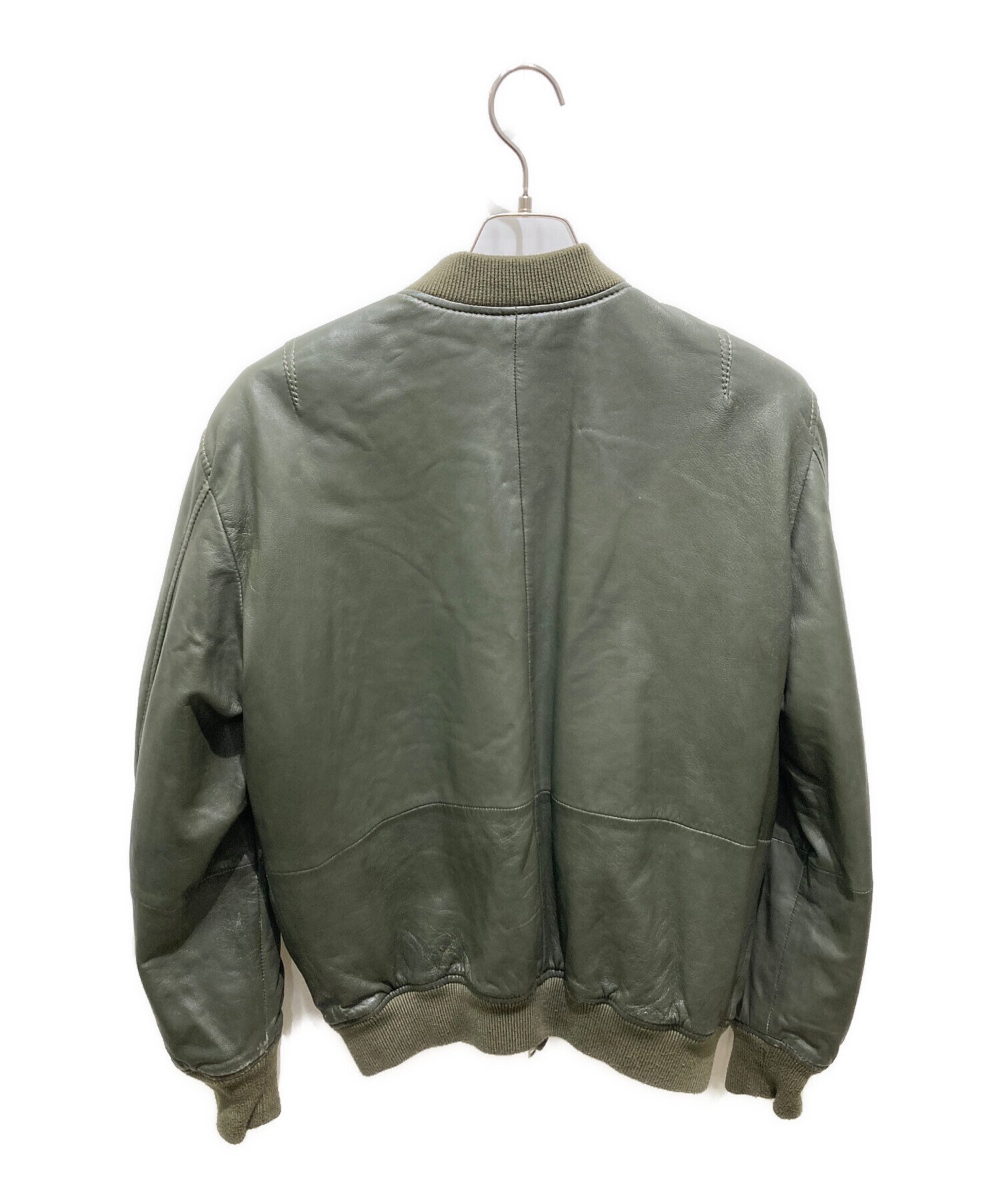 DIESEL ディーゼル カーキ レザージャンパー ブルゾン S 羊皮 中古・古着通販】DIESEL (ディーゼル) シープスキンレザーブルゾン