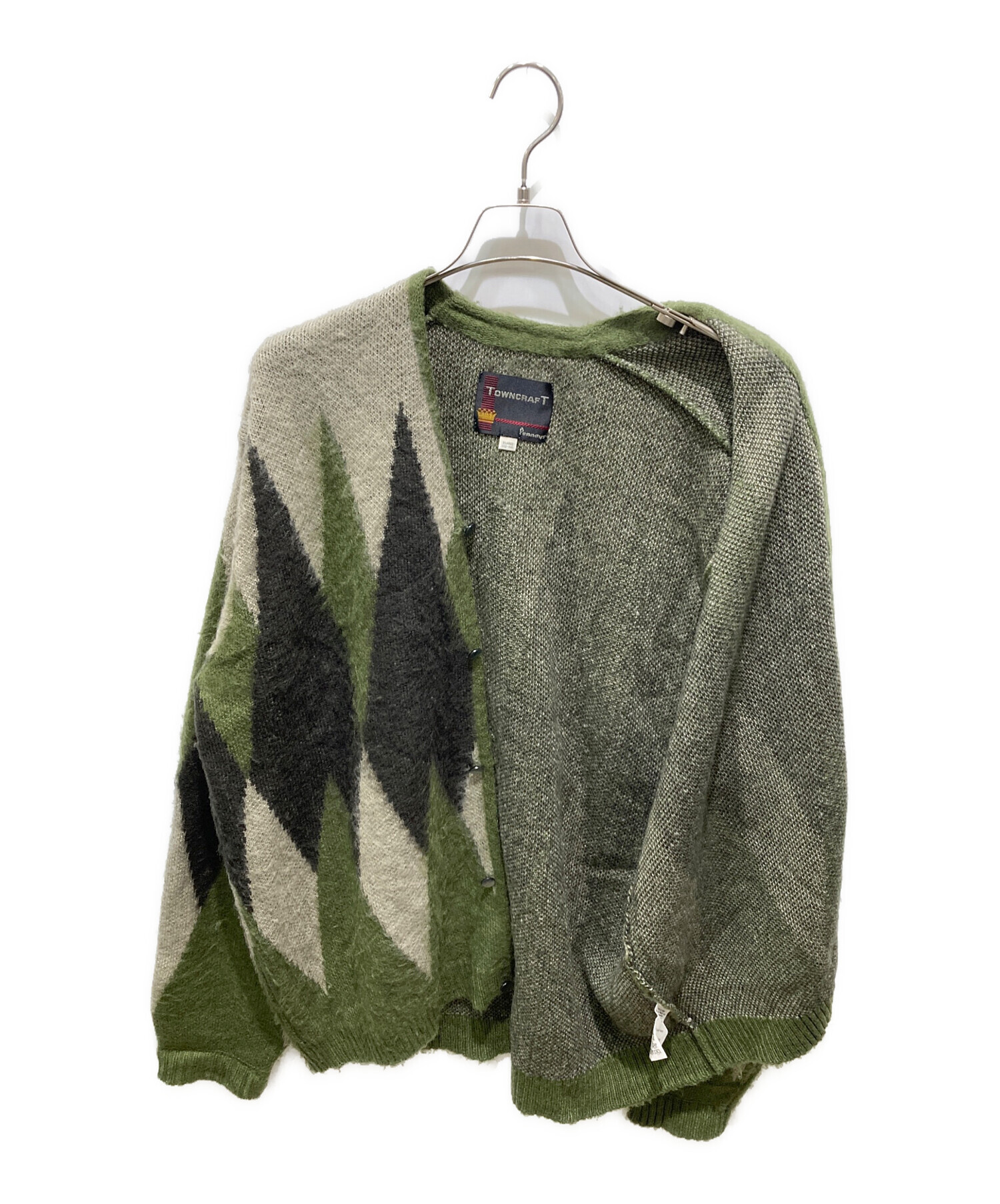 タウンクラフト シャギー アーガイル ジップカーディガン Mサイズ　新品未使用 TOWNCRAFT（タウンクラフト） ジップカーディガン VINTAGE JAQUARED
