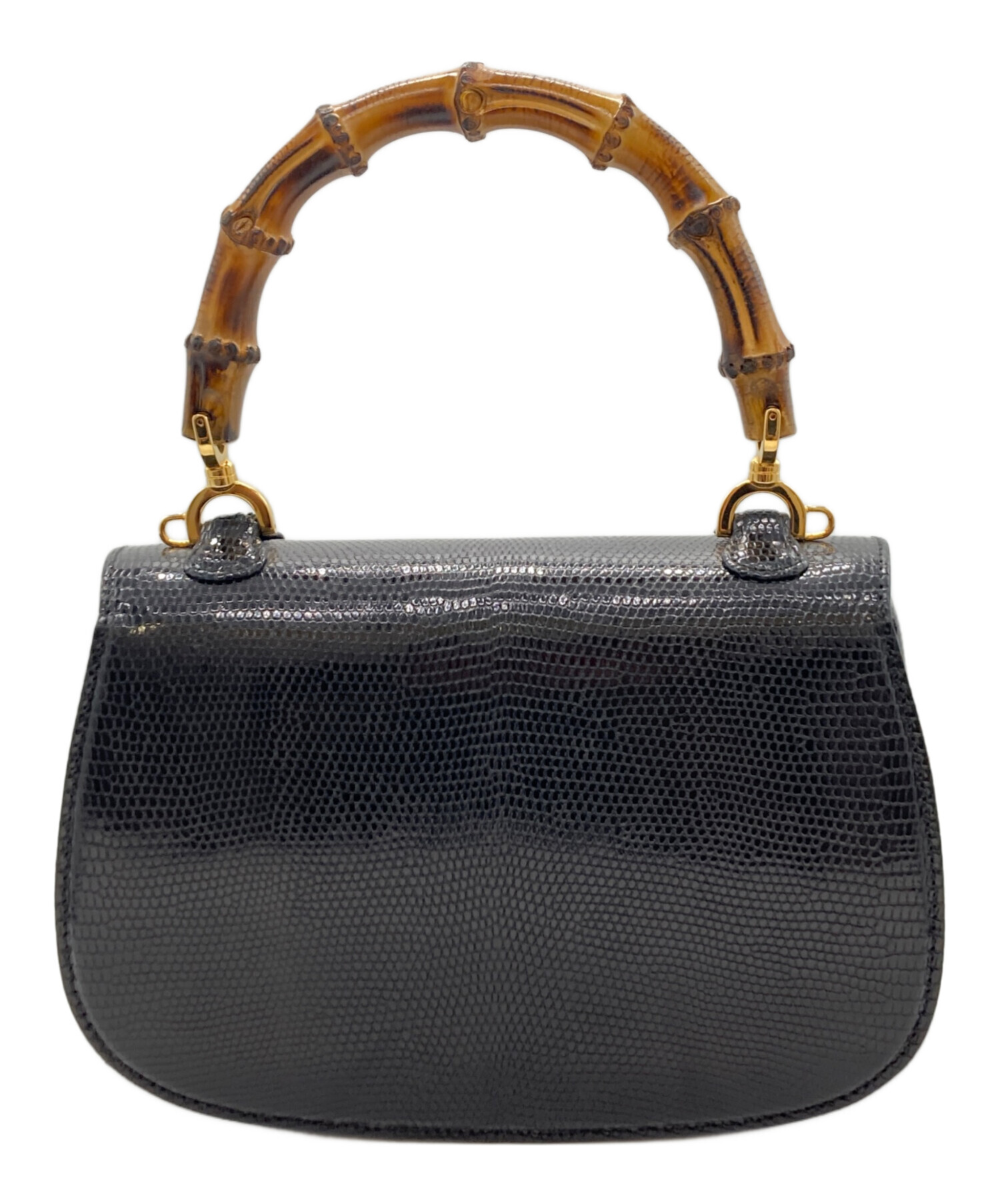 中古・古着通販】GUCCI (グッチ) バンブーハンドバッグ ブラック