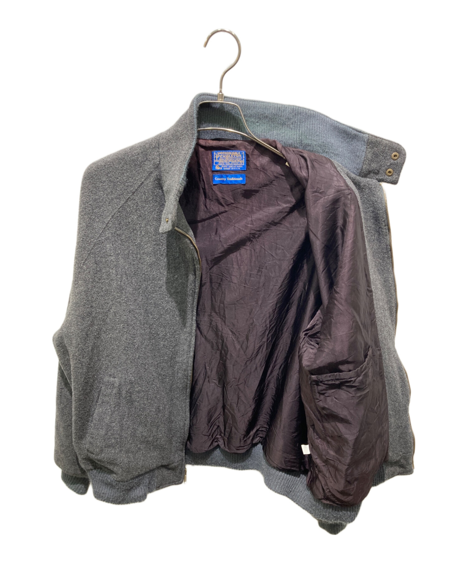 PENDLETONウールジャケット グレー Lサイズ 中古・古着通販】PENDLETON (ペンドルトン) ウールハリントン