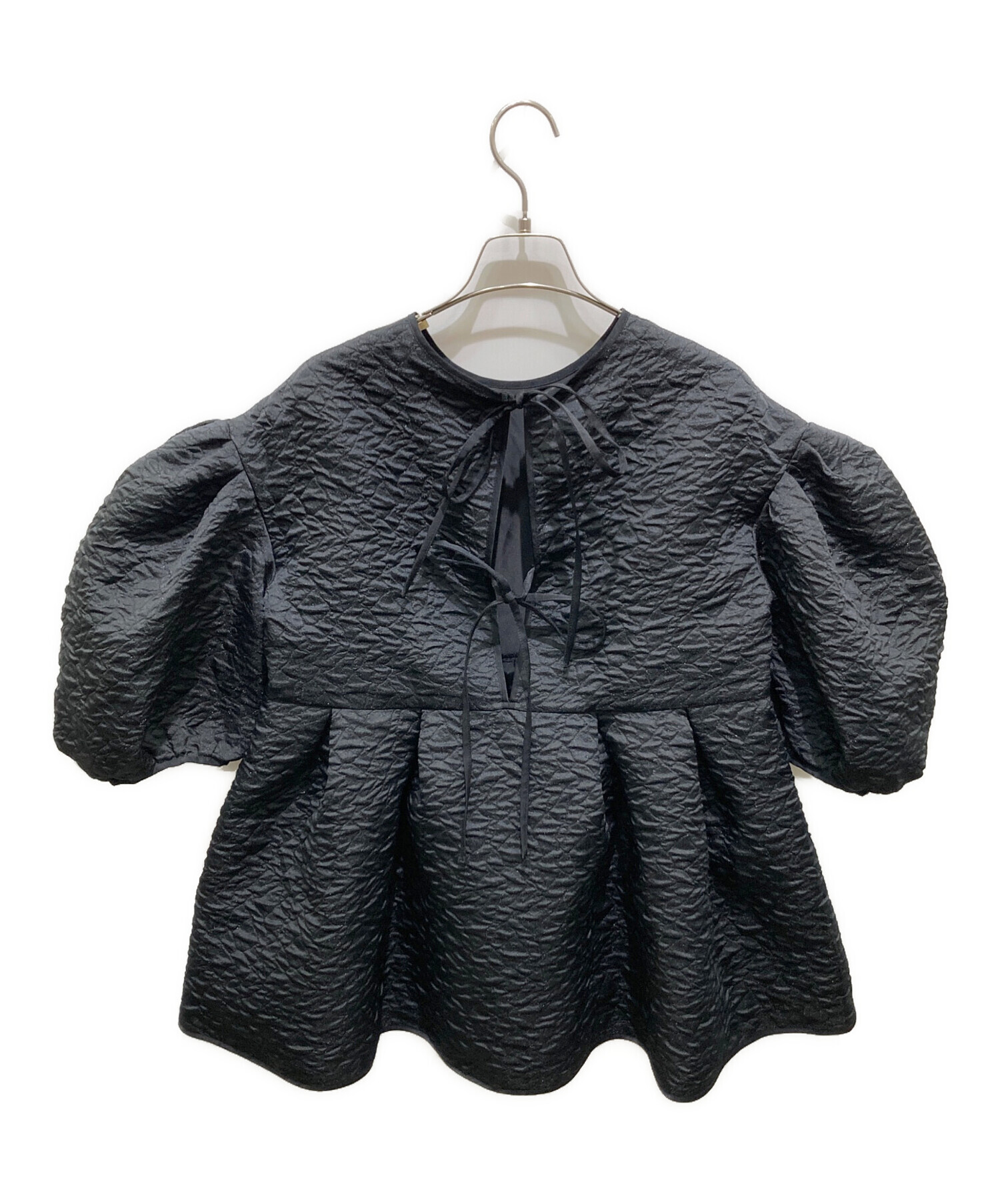 bluelea ブルレア Braid Blouse ブラウス ドット柄 中古・古着通販】Bluelea (ブルレア) Silky Jacquard Blouse ブラック