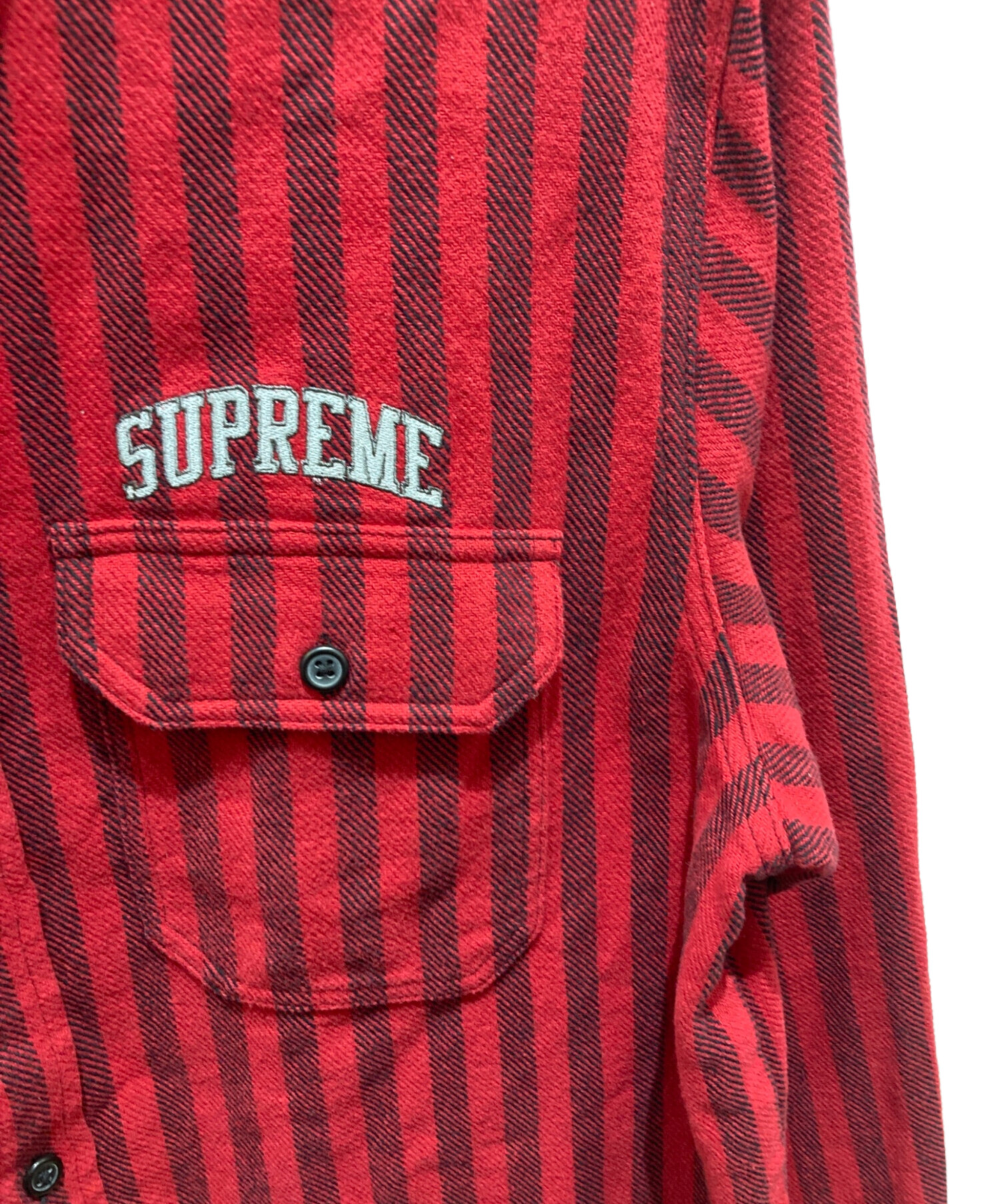 中古・古着通販】SUPREME (シュプリーム) Stripe Flannel Shirt レッド