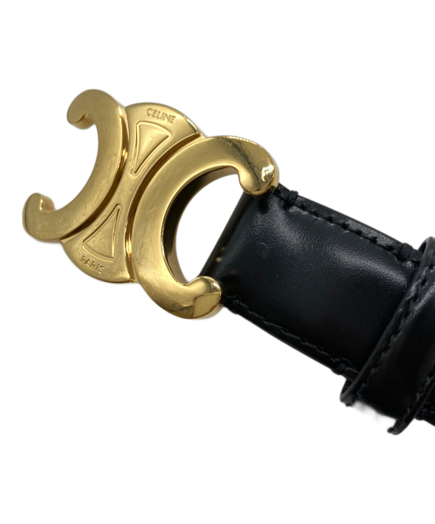 2日間限定価格！！CELINE スモール 18MM トリオンフ ベルト ブラック CELINE (セリーヌ) スモール 18MM トリオンフ ベルト レザー