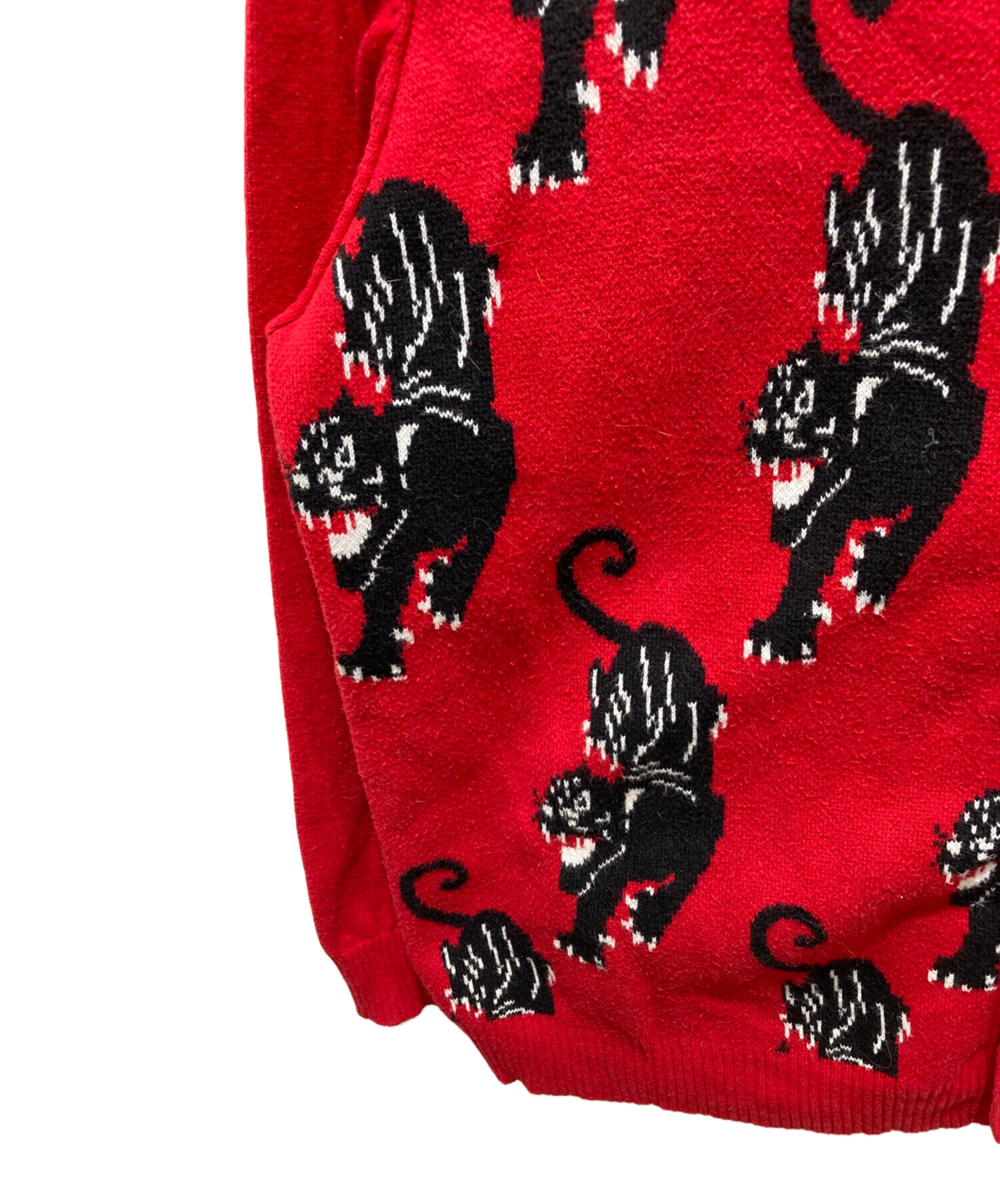中古・古着通販】TTT MSW (ティー) 21AWPanther Knit Cardigan レッド