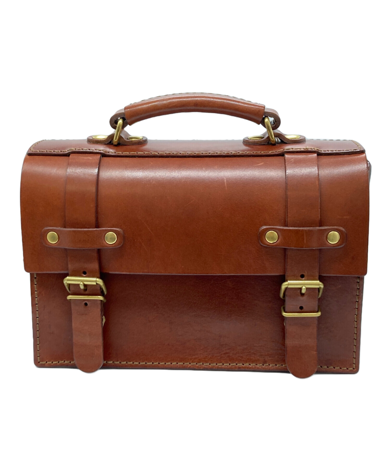 HERZヘルツブラウンドーム型レザーハンドバッグ HERZヘルツブラウンドーム型レザーハンドバッグ HERZヘルツ