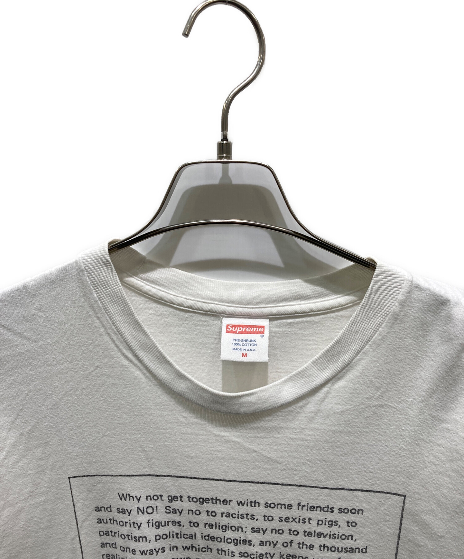 中古・古着通販】SUPREME (シュプリーム) Say no Tee ホワイト サイズ 