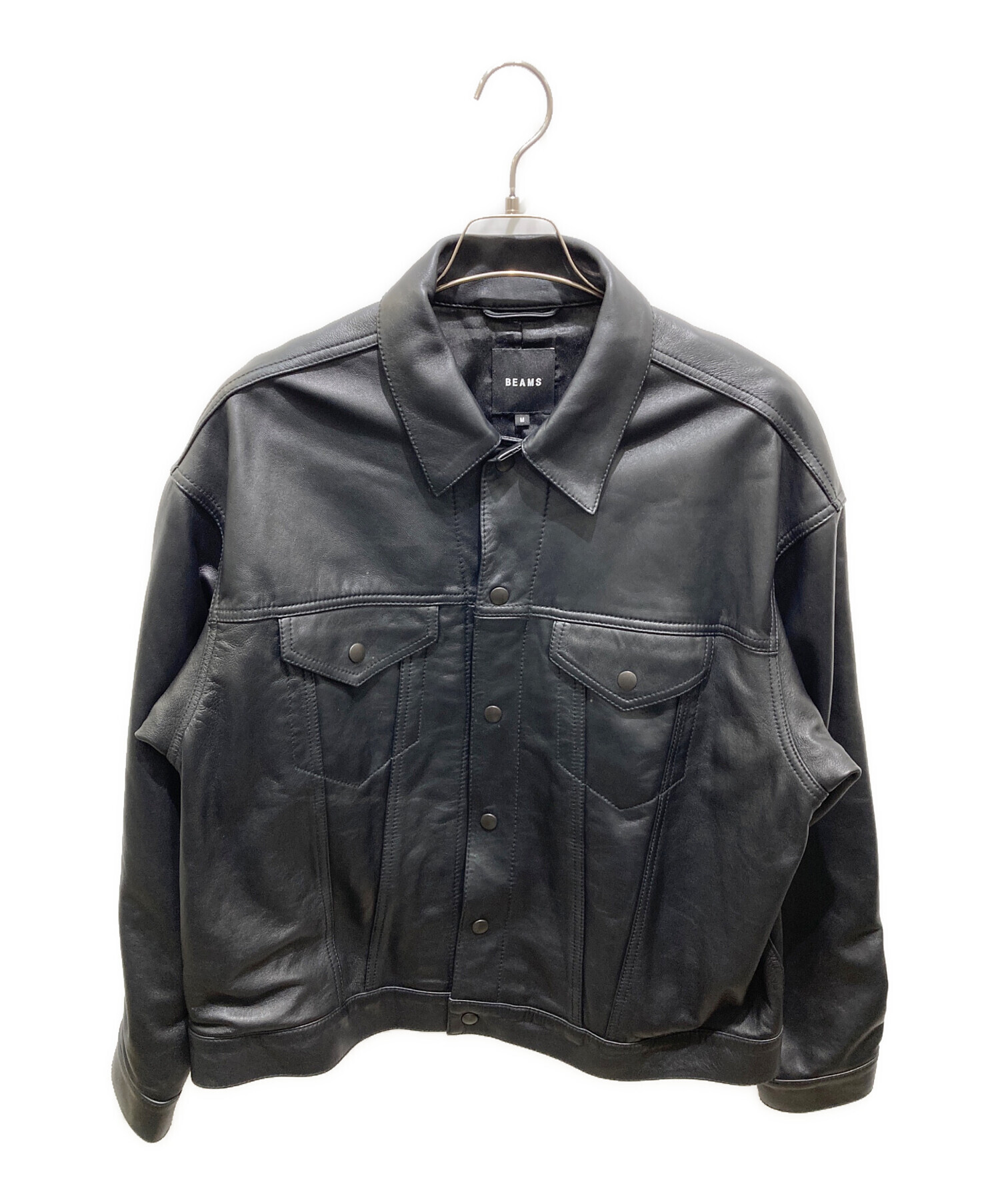 中古・古着通販】BEAMS (ビームス) トラックレザージャケット ブラック 