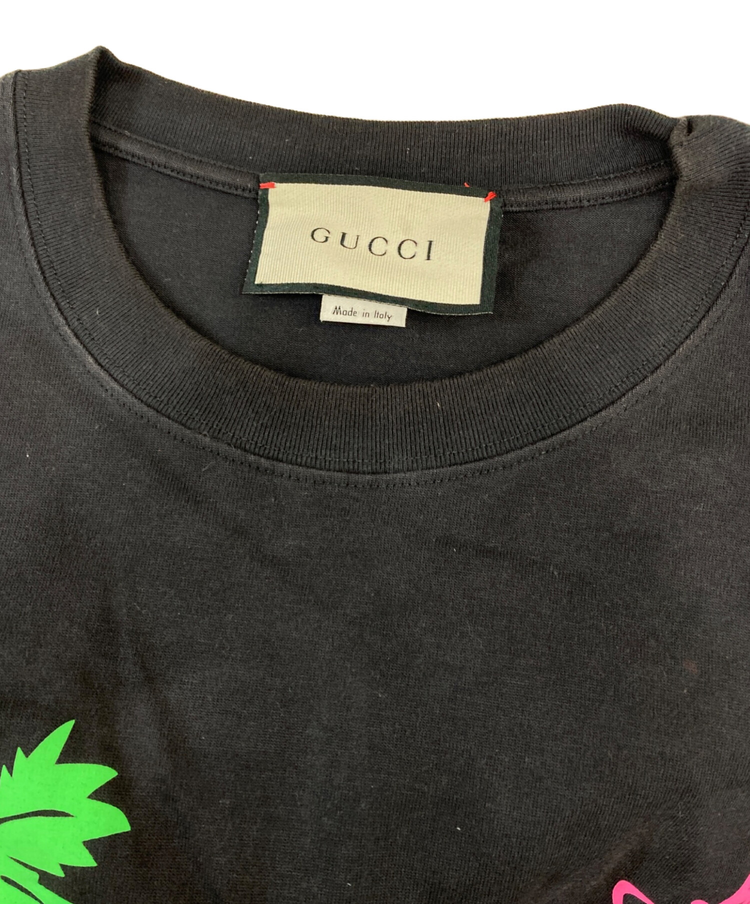 中古・古着通販】GUCCI (グッチ) Hawaii Print Tee ブラック サイズ:XS 