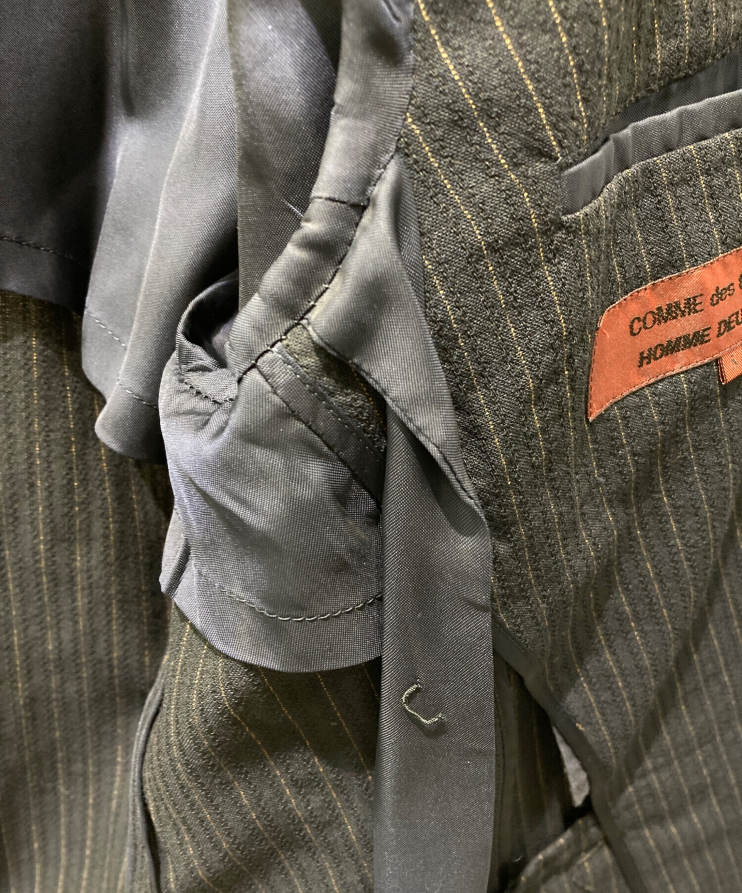 【コムデギャルソンオム】80年代　ジャケット 2way ダブル　トリプル　紺 コムデギャルソンオム AD表記なし 80s シルク 混紡 ダブル ジャケット