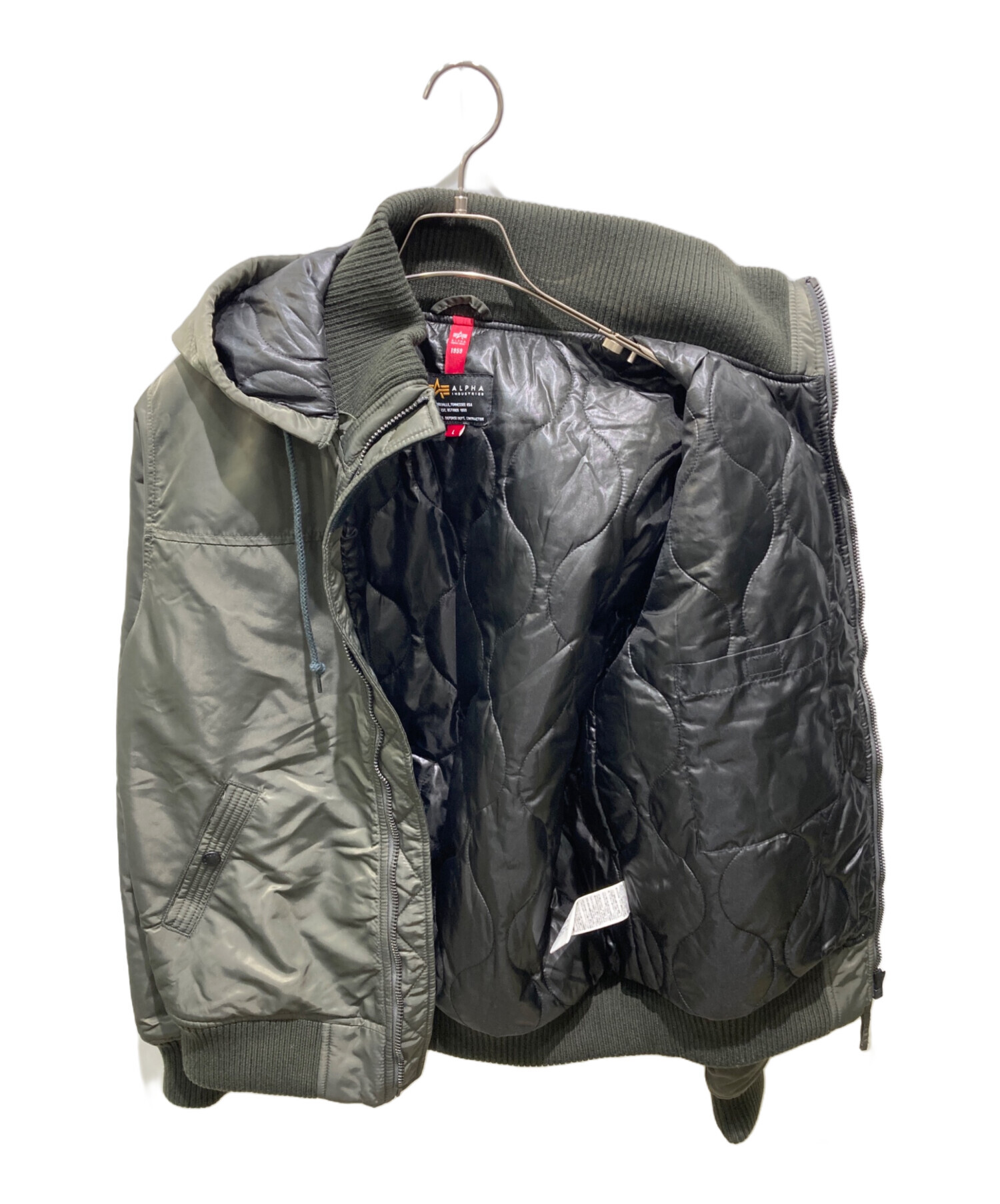 中古・古着通販】ALPHA (アルファ) フーデッドリブジャケット カーキ