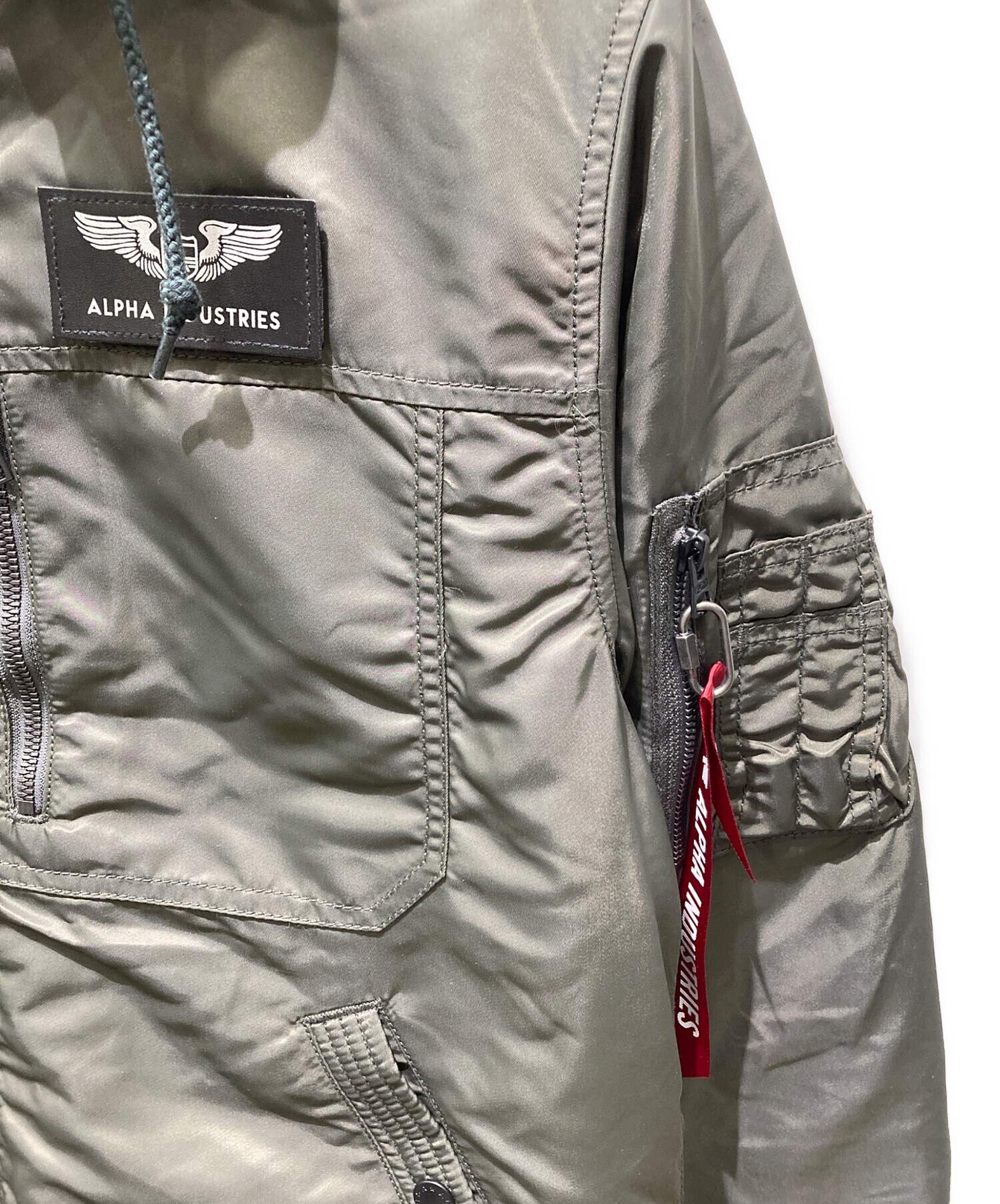 中古・古着通販】ALPHA (アルファ) フーデッドリブジャケット カーキ