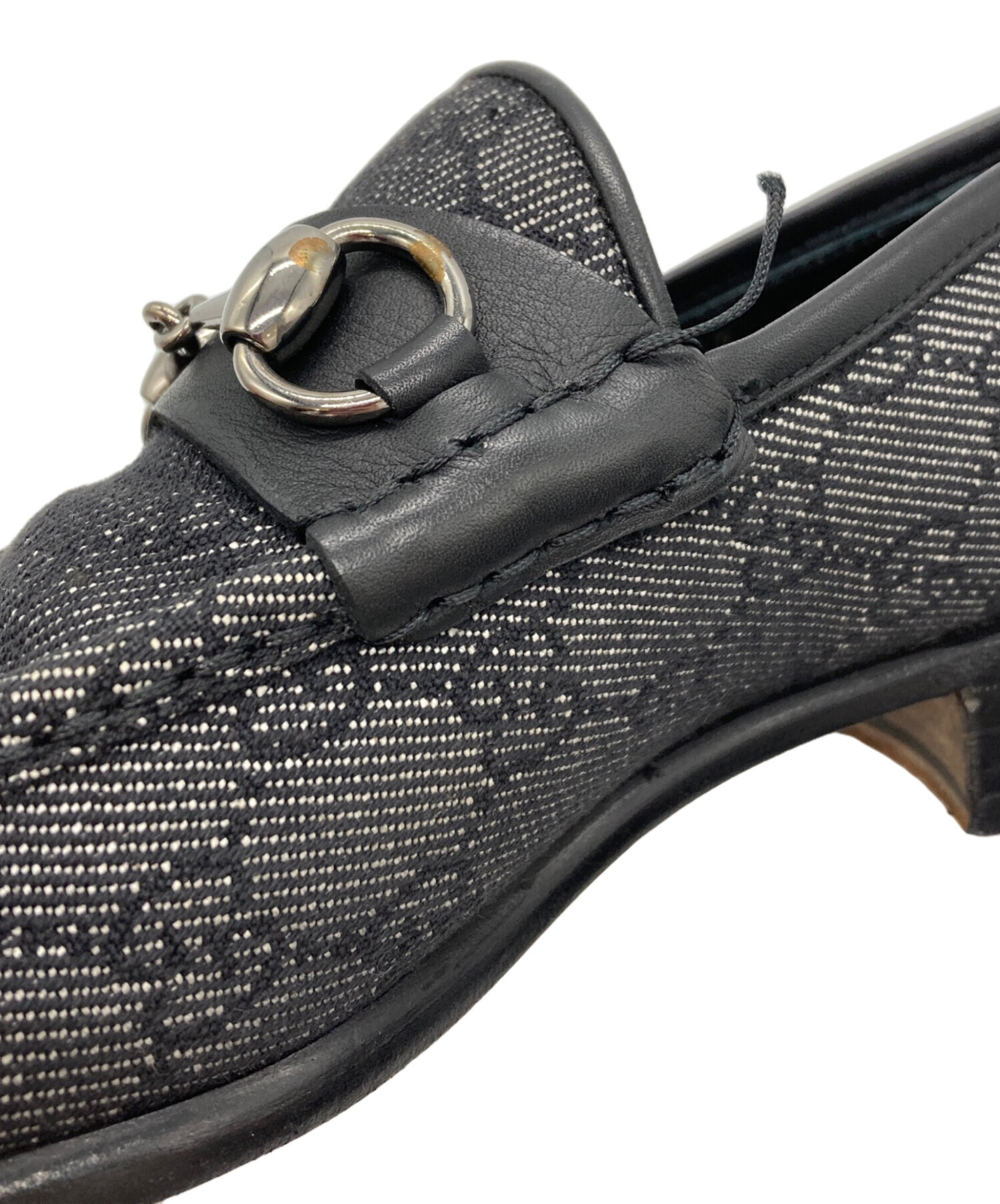 中古・古着通販】GUCCI (グッチ) GGキャンバスホースビットローファー 
