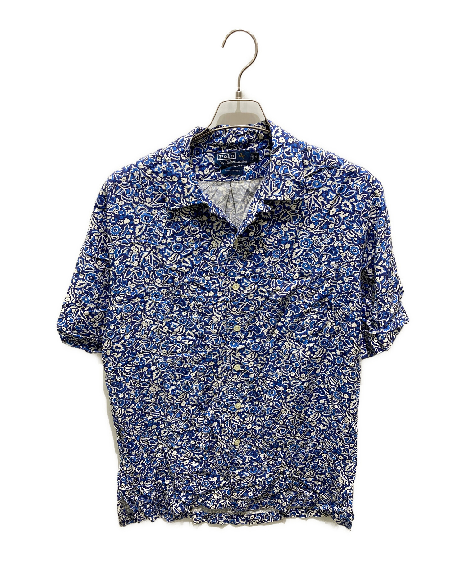Polo by Ralph Lauren ポロ ラルフローレン オープンカラーシャツ 総柄 ブルー(メンズ M)中古 古着 Y5374 中古・古着通販】POLO RALPH LAUREN (ポロ・ラルフローレン) オープン