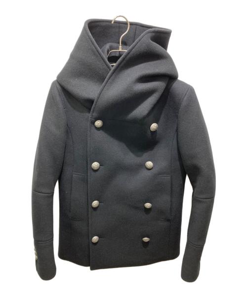 中古・古着通販】BALMAIN (バルマン) フーデッドPコート ブラック
