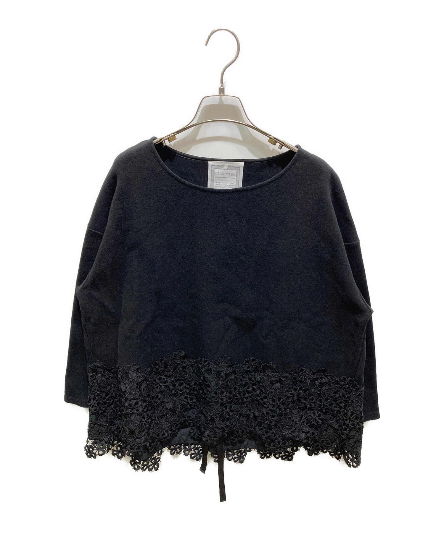 BEARDSLEYビアズリー　裾タムレースカットソー　ブラック BEARDSLEY（ビアズリー） tシャツ 裾タムレースカットソー レディース