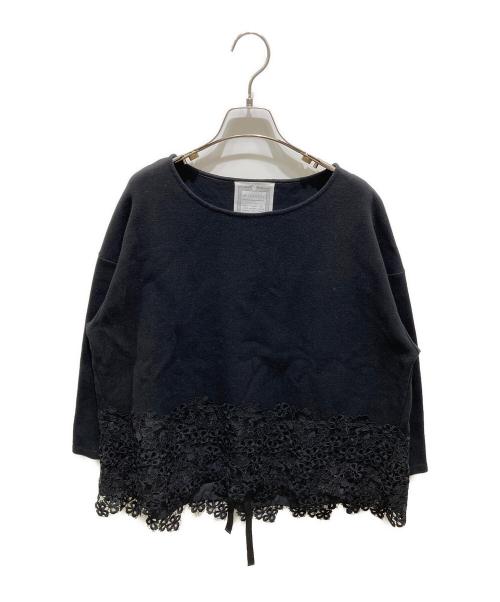 BEARDSLEY ビアズリー　裾レースカットソー　美品 中古・古着通販】BEARDSLEY (ビアズリー) 裾レースカットソー ブラック