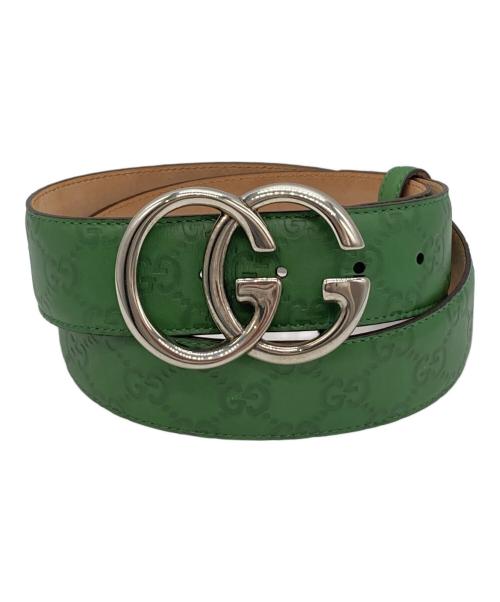 グッチ ベルト ウェブライン 100サイズ Gバックル GUCCI グリーン 中古・古着通販】GUCCI (グッチ) ダブルG バックル ベルト グリーン
