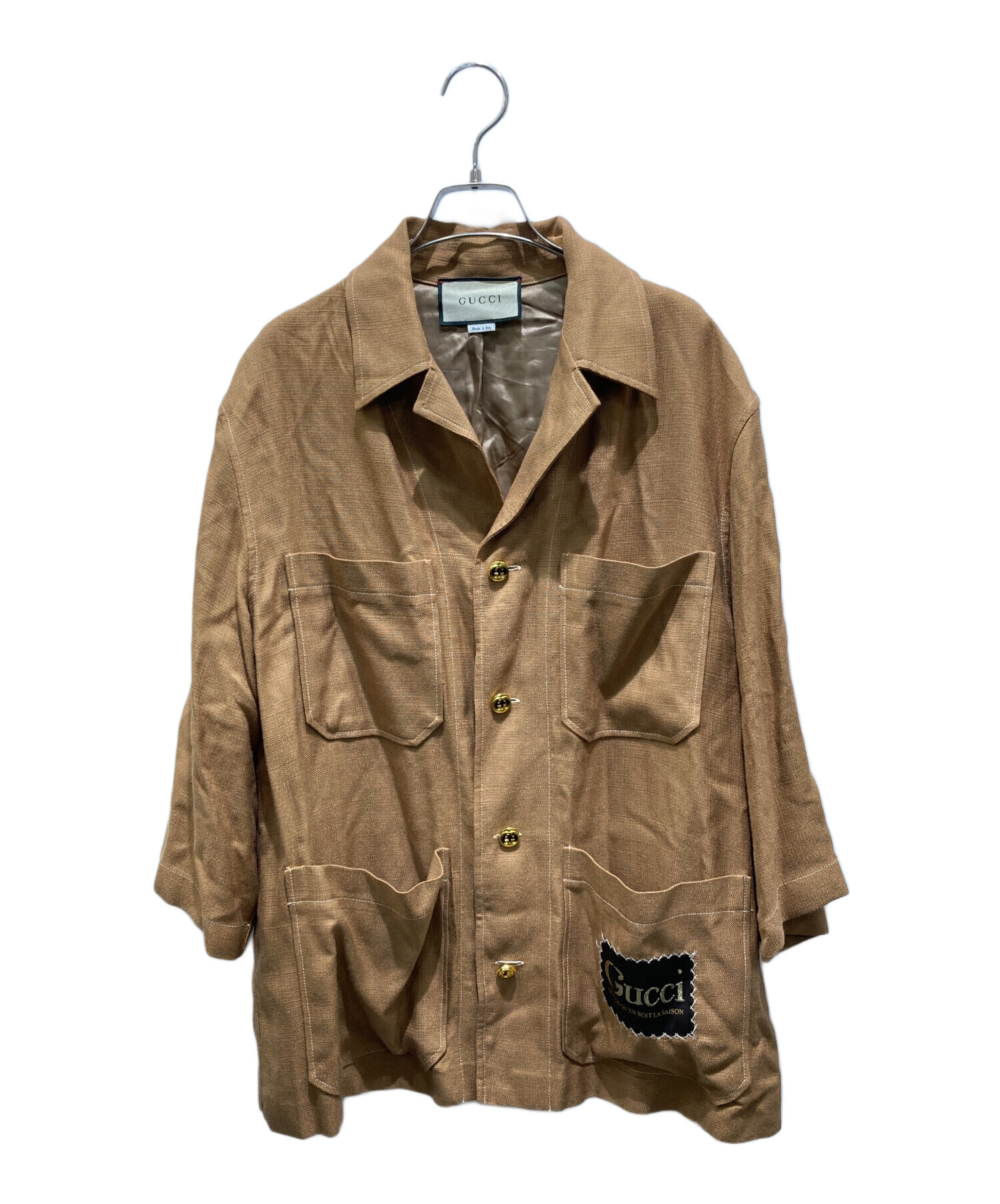 GUCCI ブラウン ボタン付きジャケット 中古・古着通販】GUCCI (グッチ) ビスコースシャツジャケット ブラウン