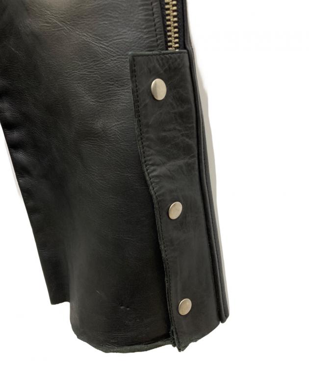 値下げ！未使用品　カドヤ　レザー チャップス 黒 レースアップ 極美品△KADOYA カドヤ 編み上げ サイドジッパー チャップス レザー