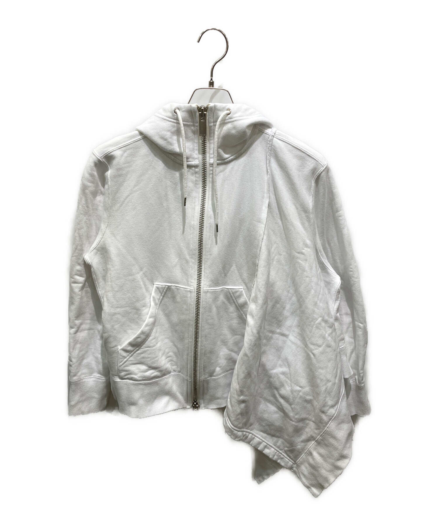 未使用　サカイ　sacai フーディ　パーカー　ホワイト 23-0647S 中古・古着通販】sacai (サカイ) アシンメトリー ジップアップパーカー
