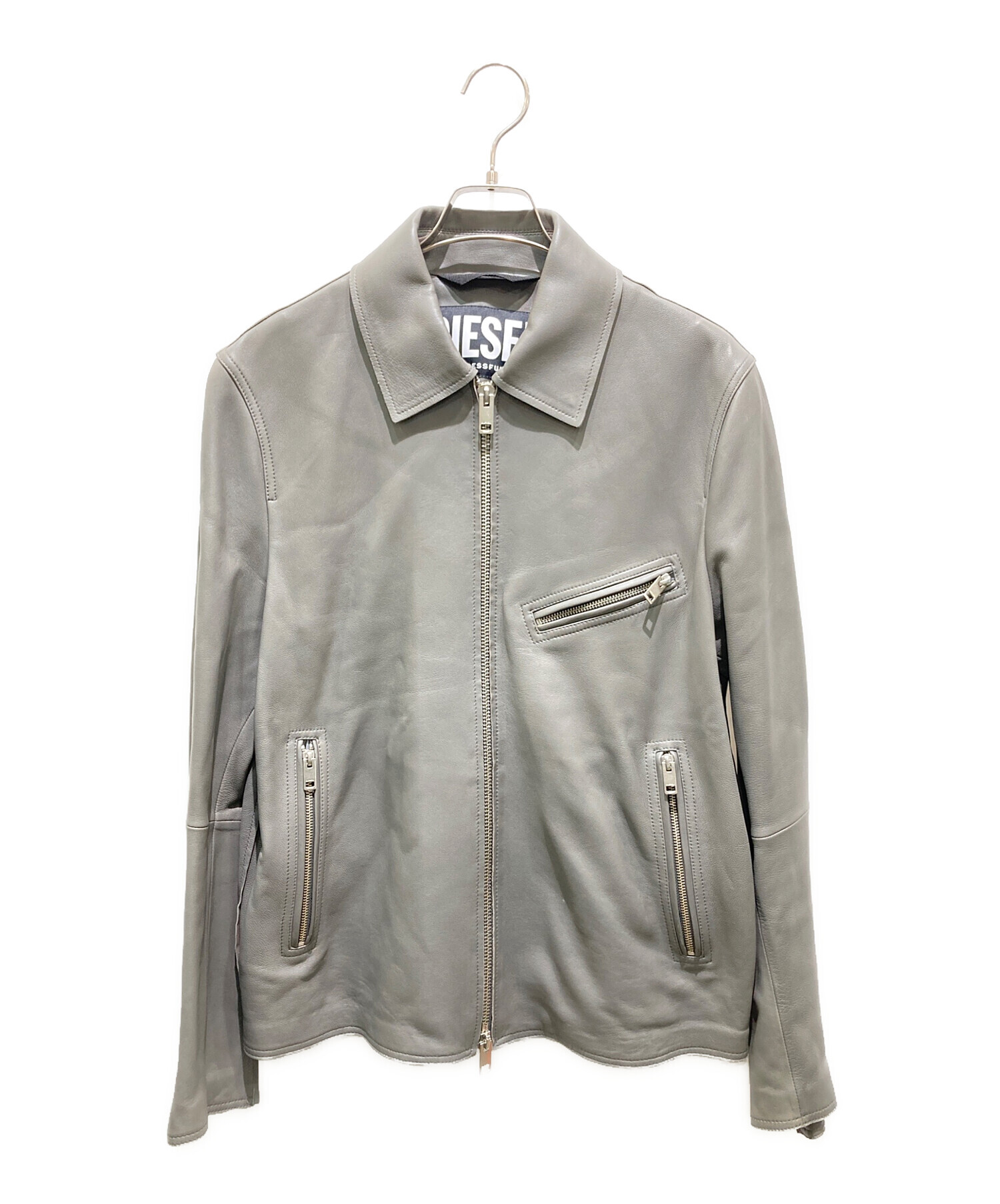 中古・古着通販】DIESEL (ディーゼル) L-KORNレザージャケット グレー