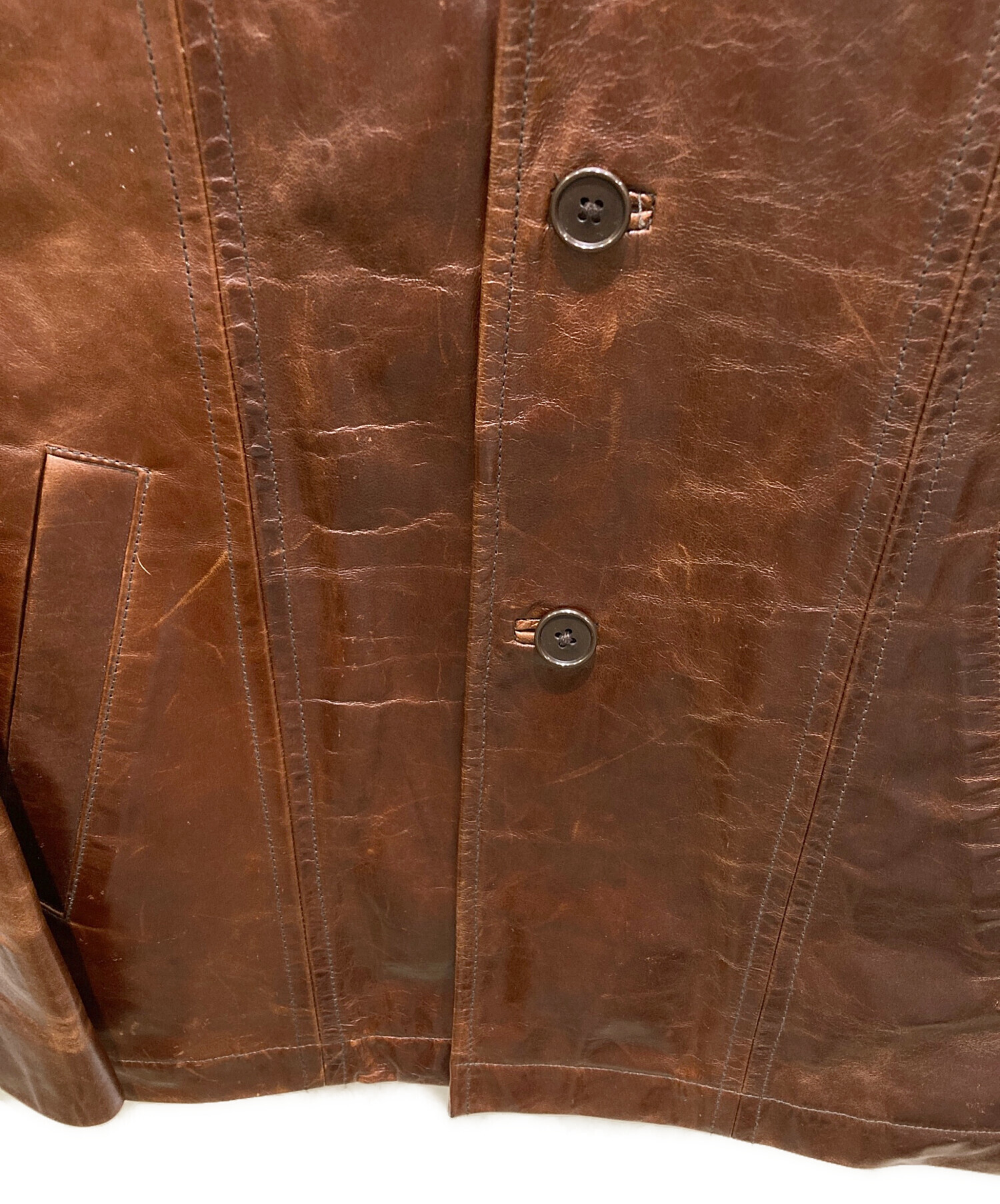 Paul Smith Jeans ブラウンレザーシングルライダースジャケット 中古・古着通販】Paul Smith JEANS (ポールスミス ジーンズ) ホース