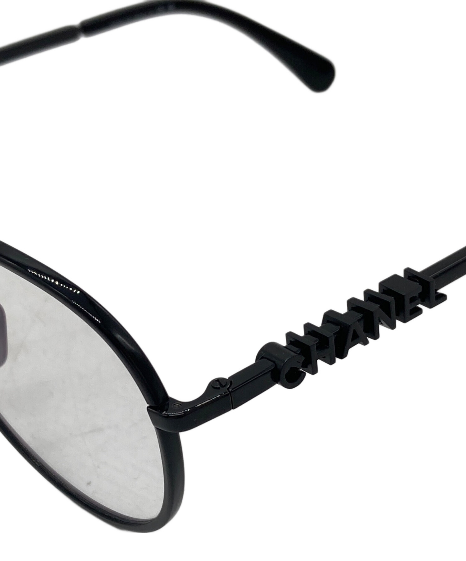 中古・古着通販】CHANEL (シャネル) ロゴ パイロット伊達眼鏡 ブラック
