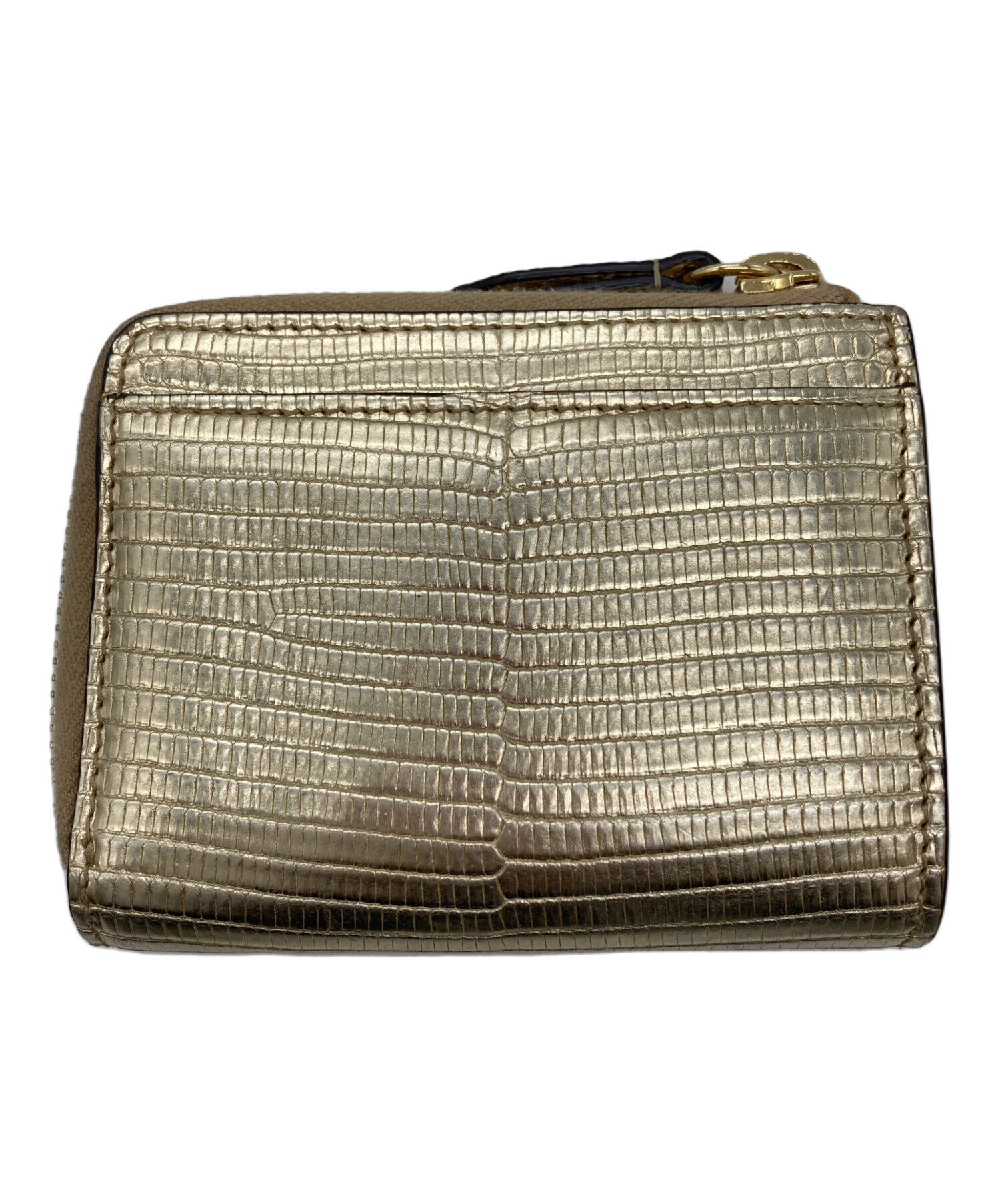 【美品】グッチ 二つ折り財布 ゴールド マーモント リザード ゴールドロゴ 中古・古着通販】GUCCI (グッチ) リザードコンパクトウォレット