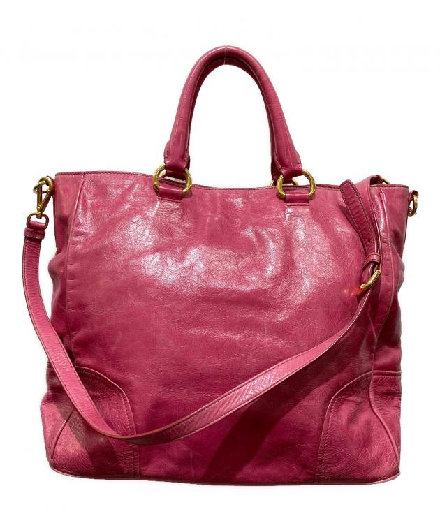 美品 プラダ スマホショルダーバッグ ピンク 中古・古着通販】PRADA (プラダ) 2WAYショルダーバッグ ピンク