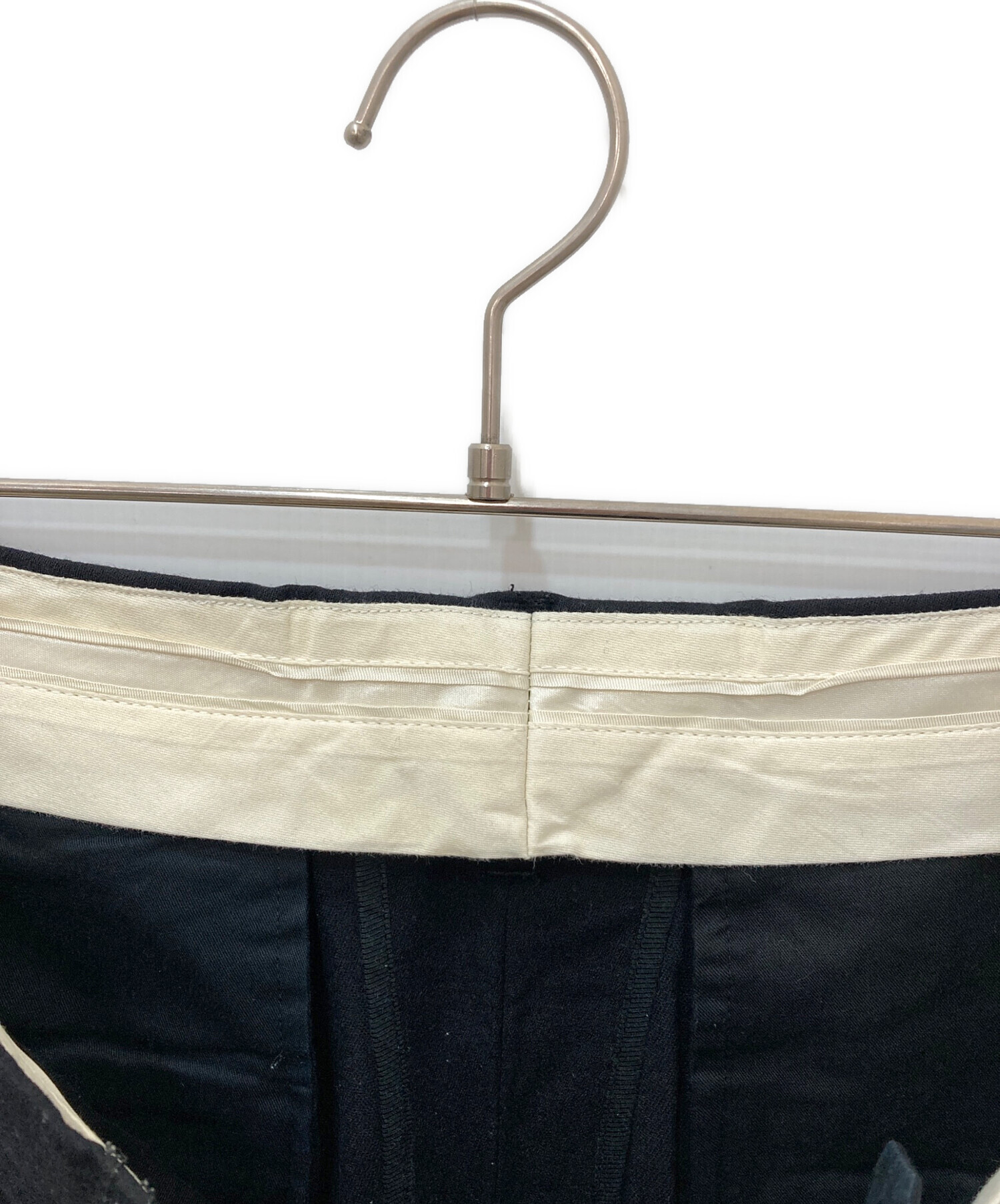 ANN DEMEULEMEESTER 2014SS 裾ベルベット切替パンツXS 中古・古着通販】ANN DEMEULEMEESTER (アンドゥムルメステール