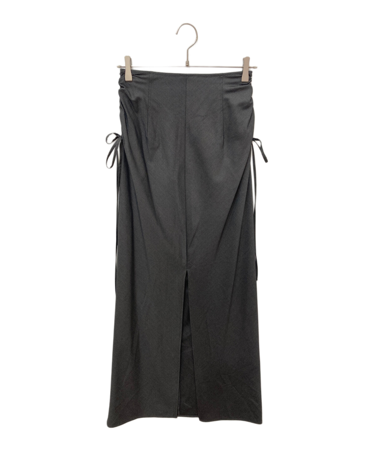 中古・古着通販】Ameri (アメリ) STRIPE DARWSTRING LONG SKIRT グレー