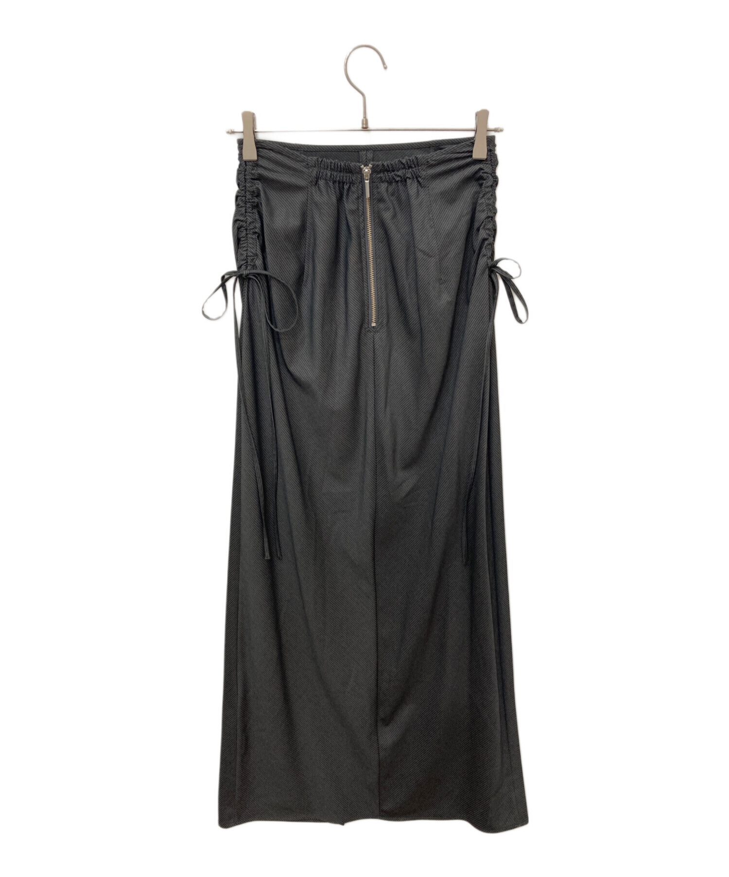 中古・古着通販】Ameri (アメリ) STRIPE DARWSTRING LONG SKIRT グレー