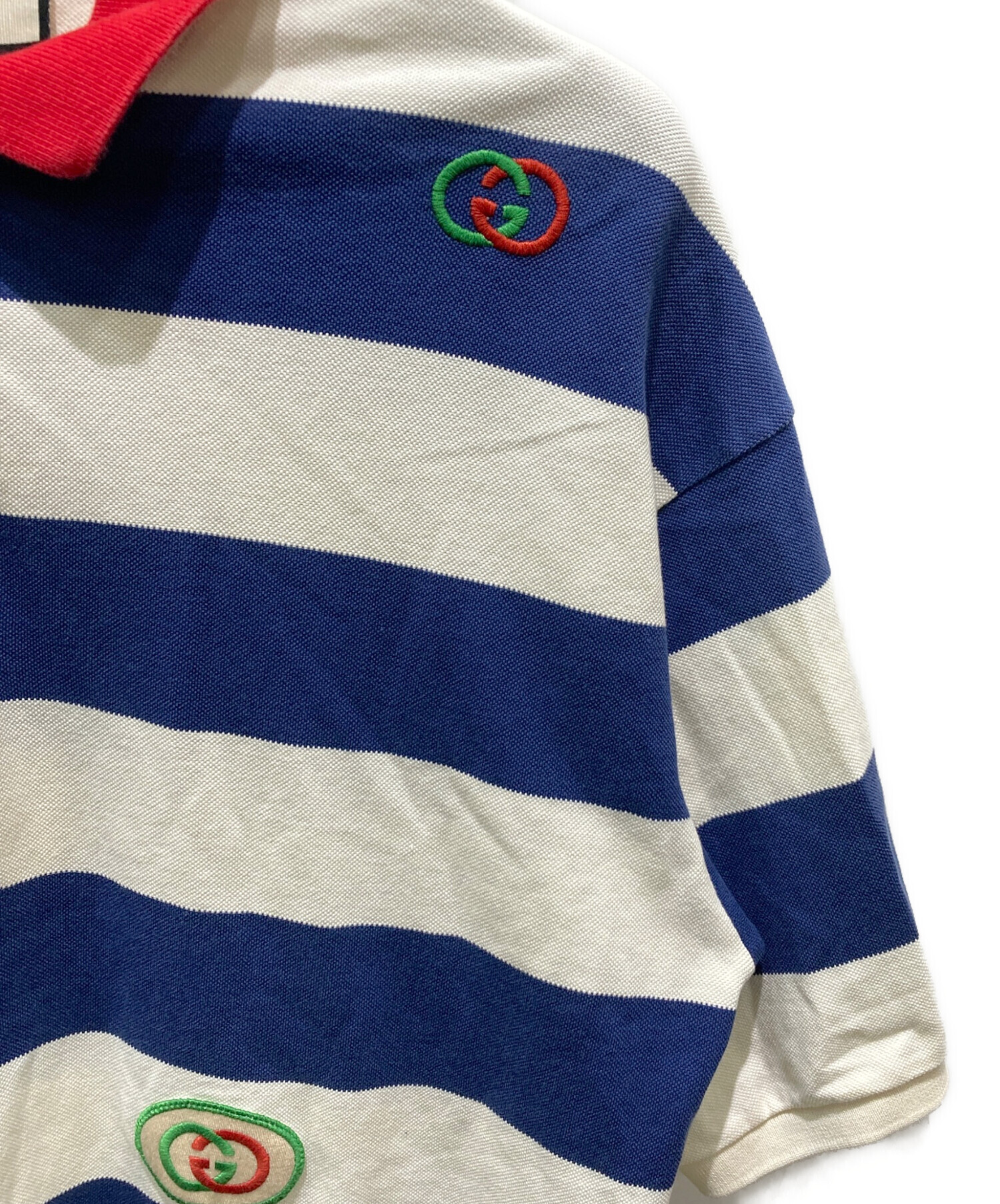 グッチ　エンブロイダリー　ポロシャツ エンブロイダリー コットンピケ ポロTシャツ ・ブラック | GUCCI公式