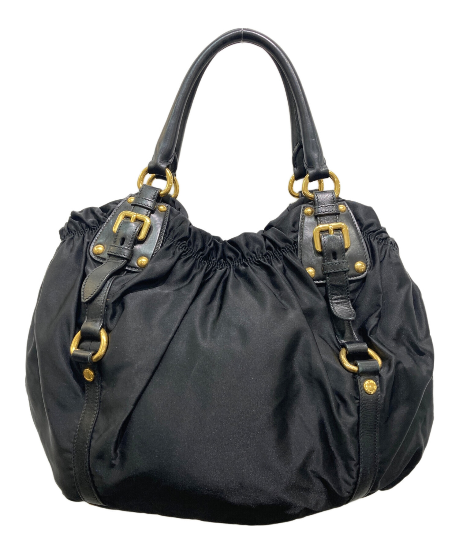 中古・古着通販】PRADA (プラダ) ロゴジャガードハンドバッグ ブラック 