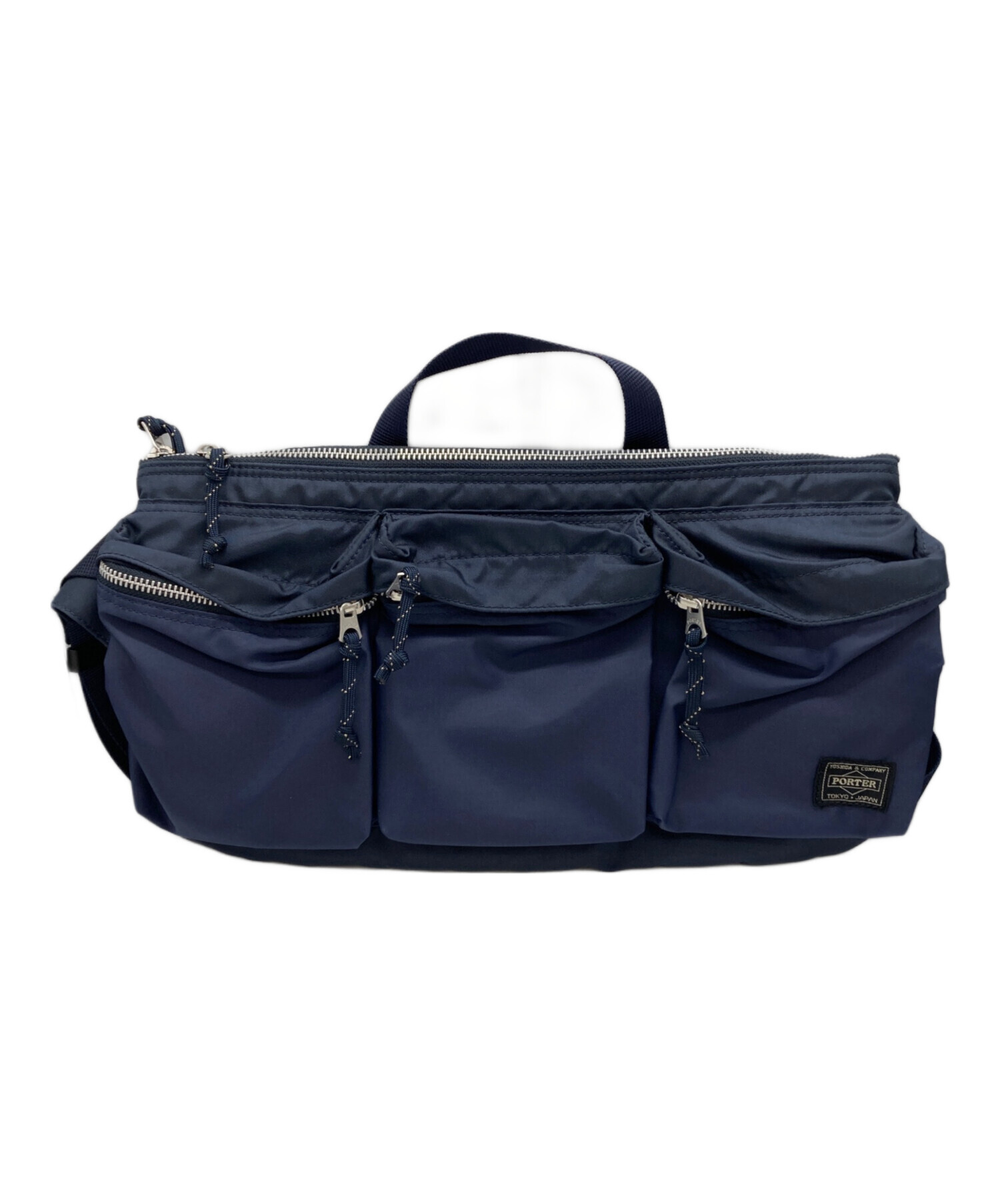 PORTER 値下げ。未使用。PORTER ボディバッグ ネイビー キャンバス 