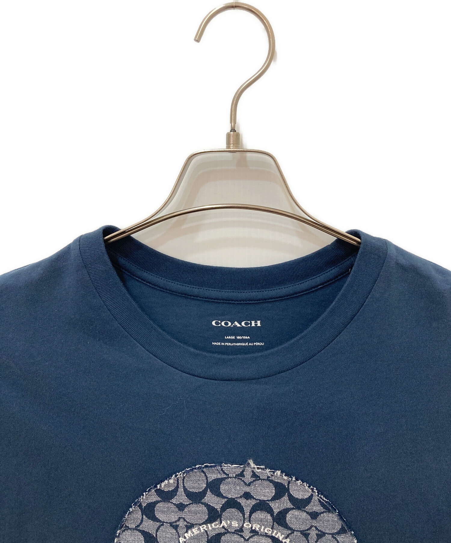 中古・古着通販】COACH (コーチ) シグネチャー刺繍Tシャツ ネイビー
