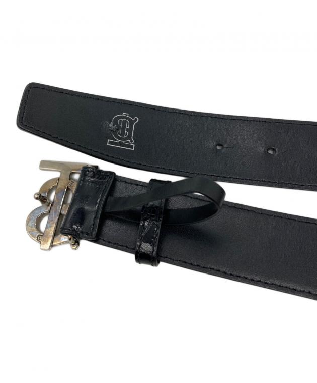 バーバリー　クロコ型押し　ブラック　メンズベルト　美品 中古・古着通販】BURBERRY (バーバリー) TBクロコ型押しレザーベルト