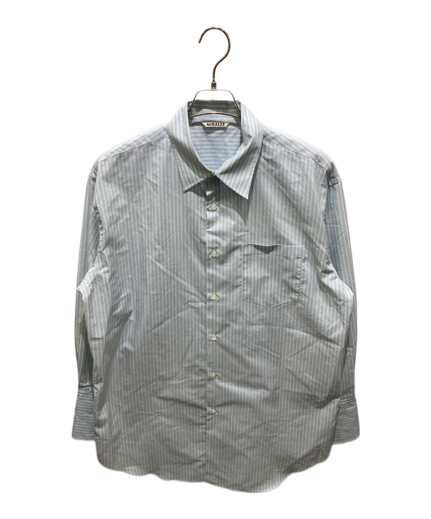 美品！オーラリーFINX POLYESTER STRIPE SHIRT サイズ1 中古・古着通販】AURALEE (オーラリー) FINX POLYESTER STRIPE SHIRT