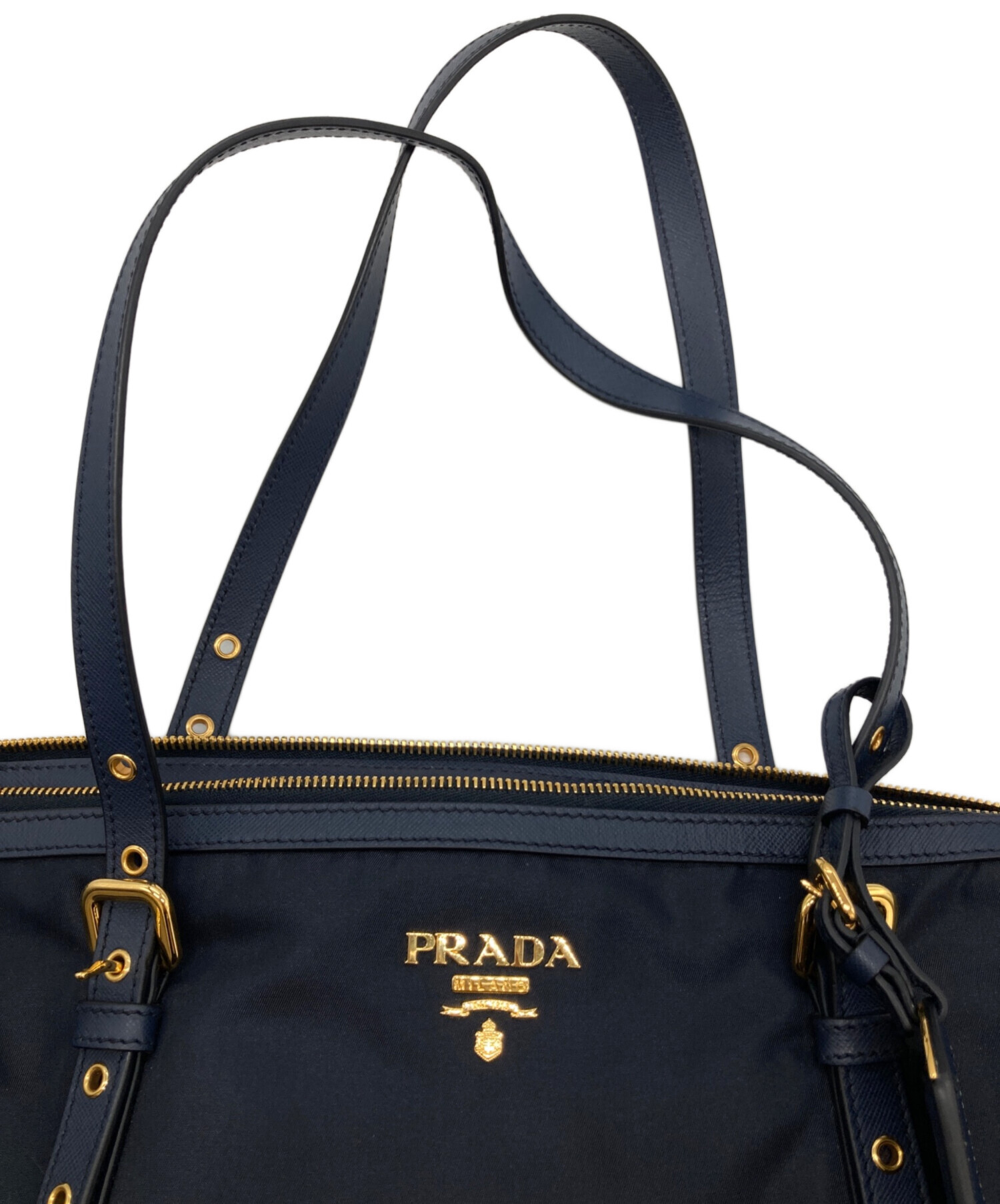 【中古品】PRADA ネイビー レザー 2wayビジネスバッグ プラダ PRADA ビジネス 2VE3689Z2F0216 ブリーフケース 2WAYバッグ